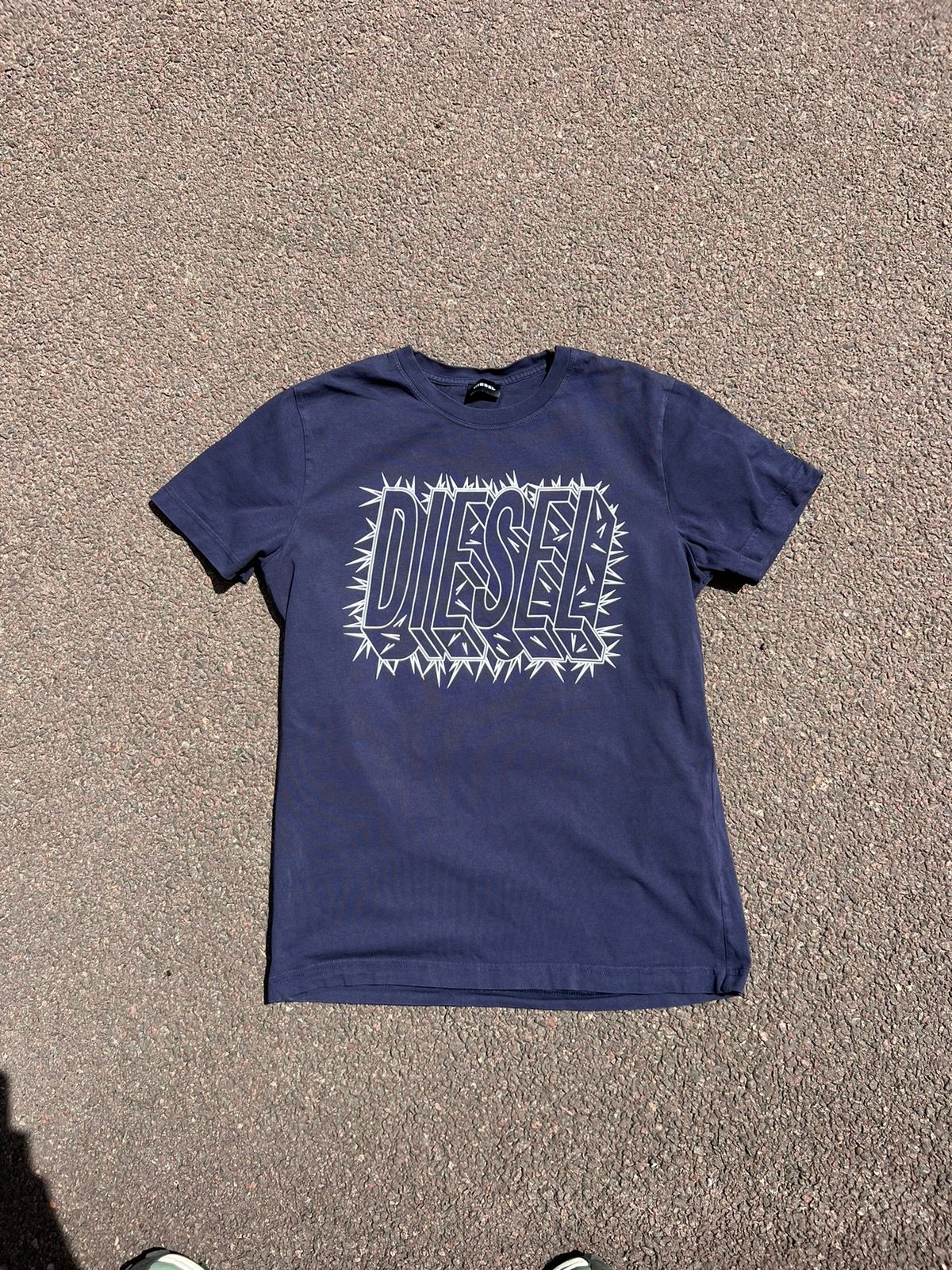 Pre-owned Diesel Y2k  Abstract Contrast Logo Tee Japanese T-shirt In Blue