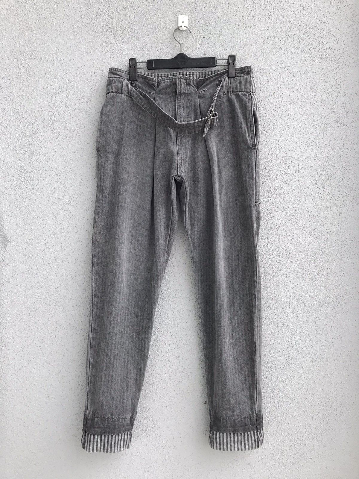 Japanese Brand Japanese OSMOSIS Hickory Stripe Drawstring Waist Denim Pant Size US 34 / EU 50 - 2 Thumbnail