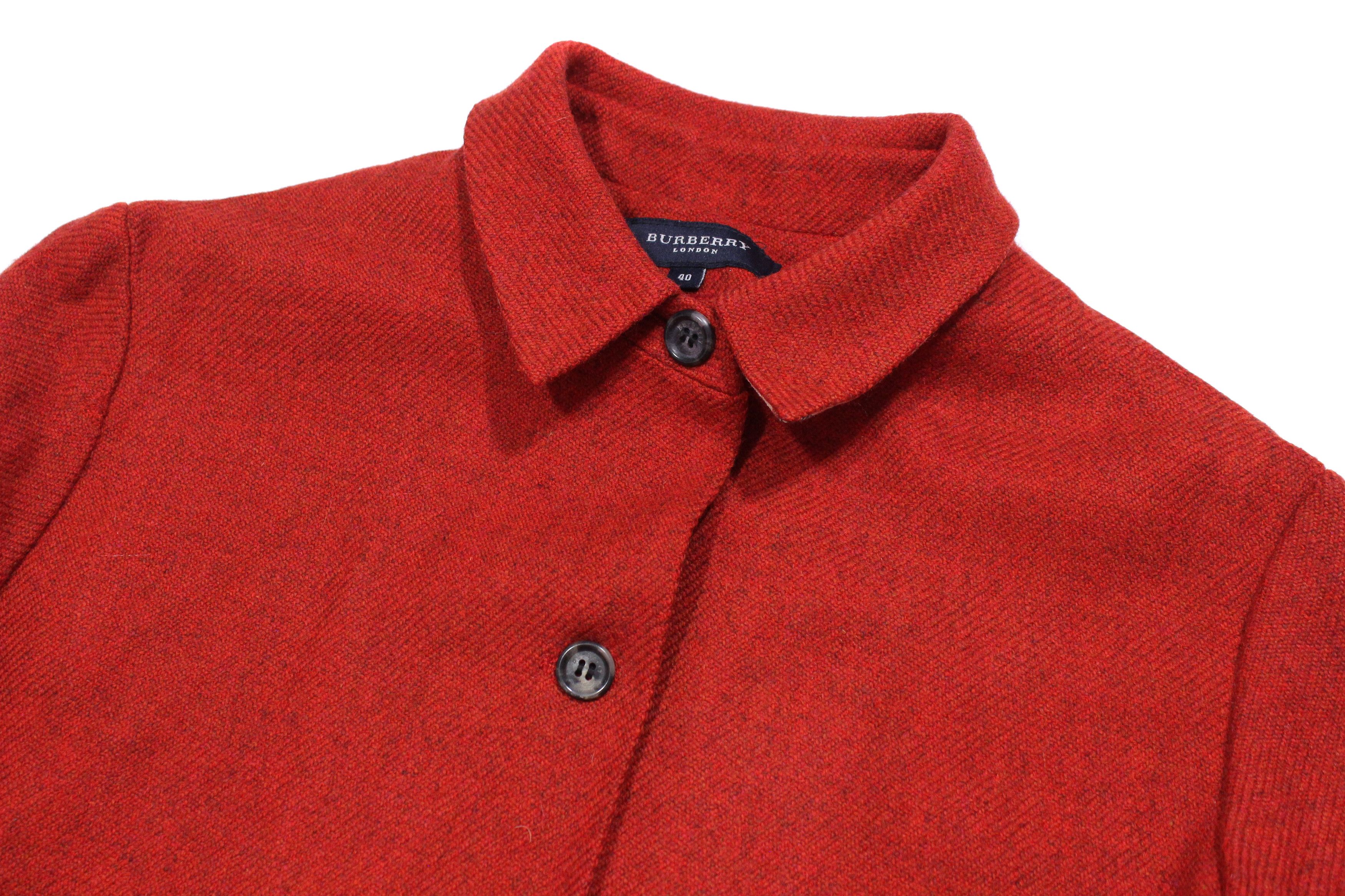 Burberry Nova Check Collar Wool Light Coat 00S Vintage Size S / US 4 / IT 40 - 6 Thumbnail