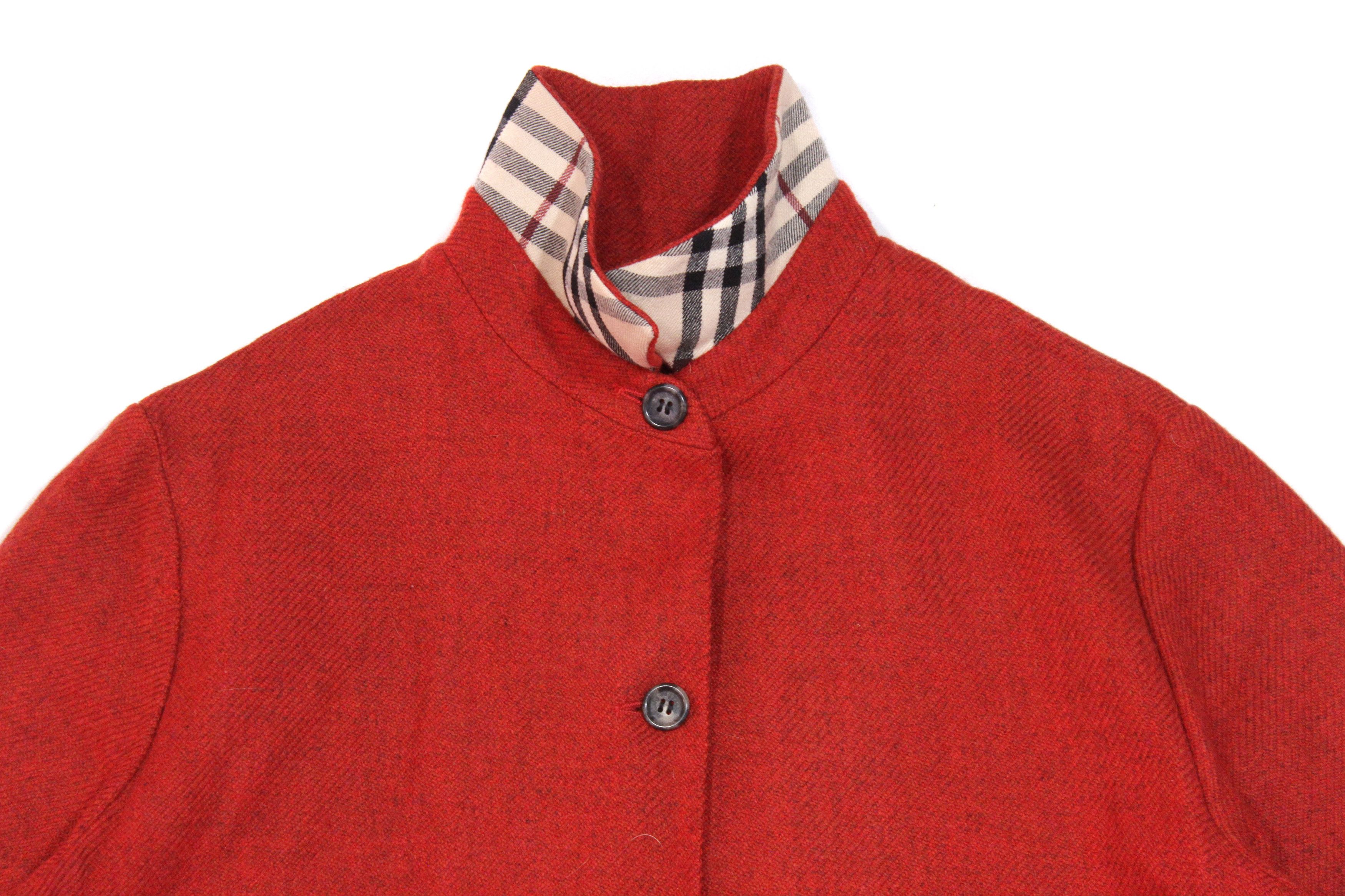 Burberry Nova Check Collar Wool Light Coat 00S Vintage Size S / US 4 / IT 40 - 4 Thumbnail