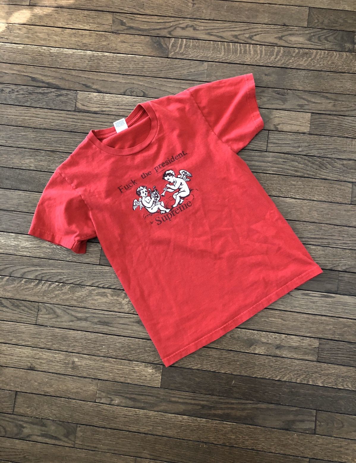 image of Fuck The President Supreme Red Cherub Tee Ftp Small Trump, Men's