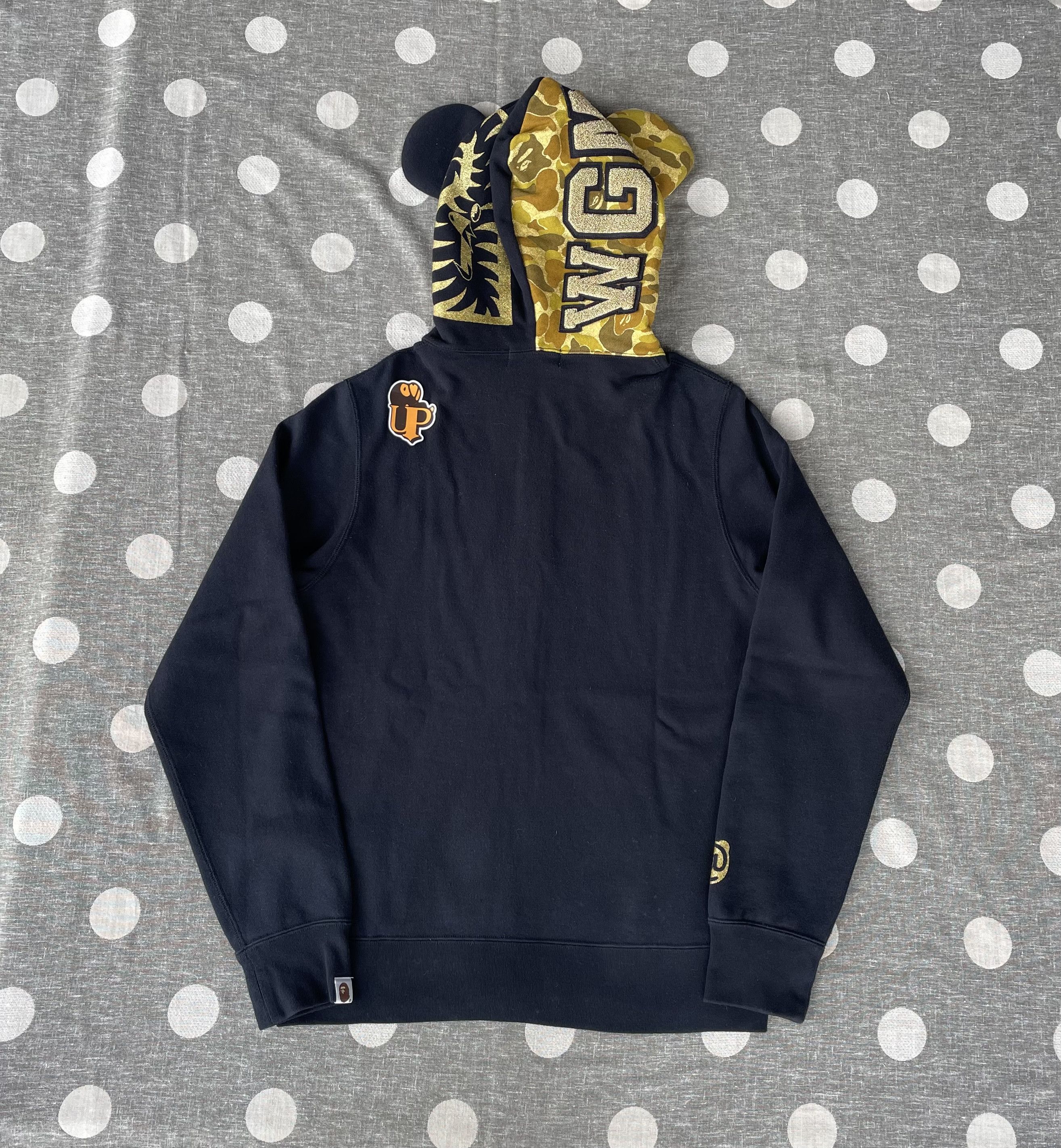 Bape Medicom Bearbrick Bape x Medicom Black Gold Shark Bear Full Zip Hoodie Grailed