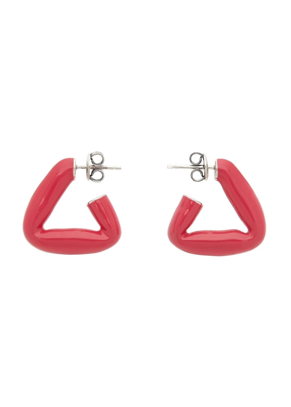 Bottega Veneta BOTTEGA VENETA pink enamel & silver triangle hoop earrings q Size ONE SIZE - 1 Thumbnail