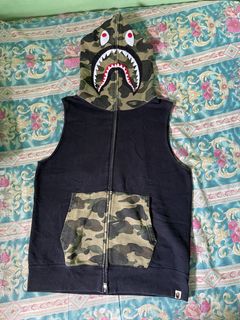 THERMOGRAPHY BAPE camo shark full zip hoodie Black A Bathing Ape Size L