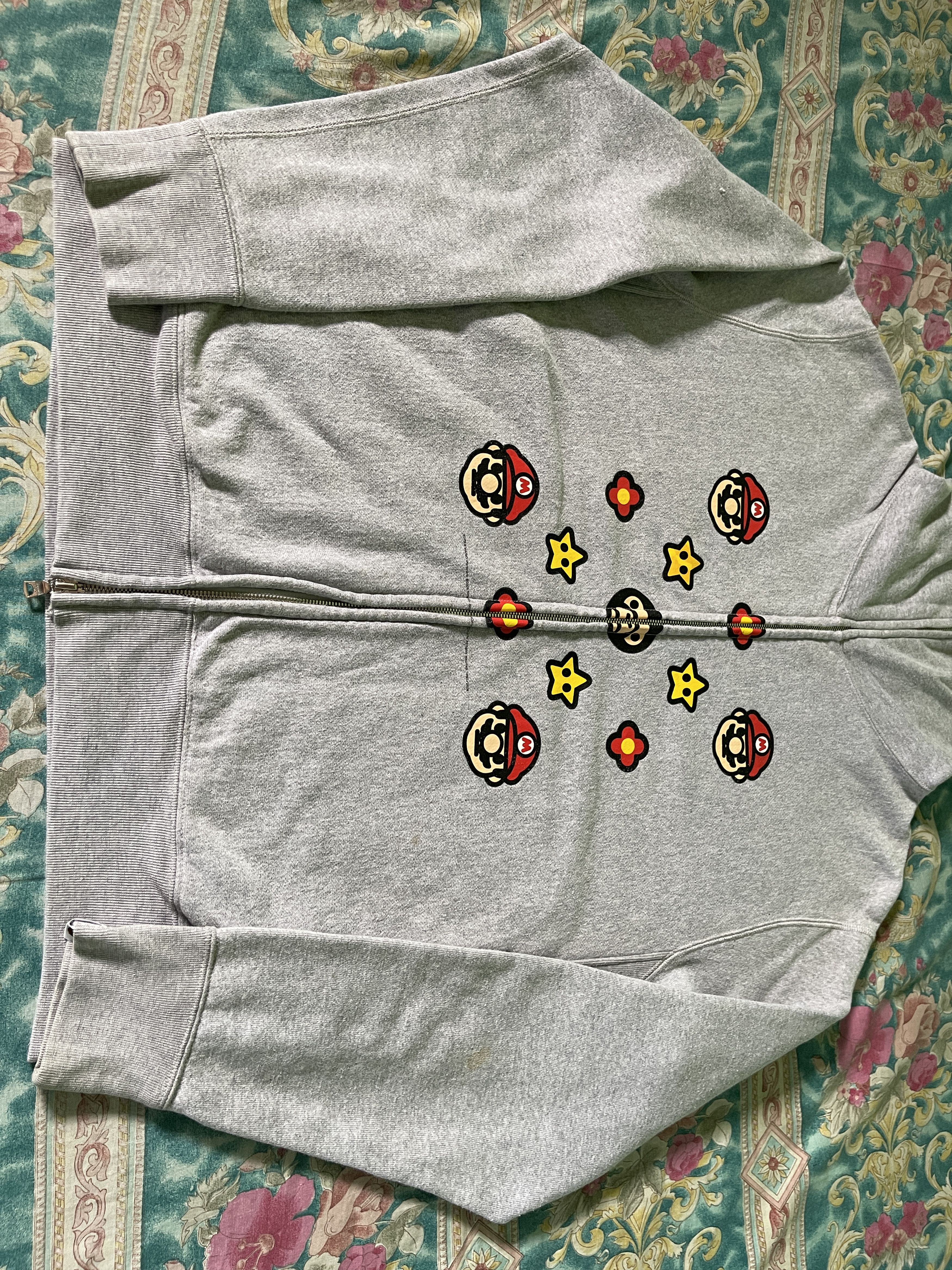 Bape Bape × Nintendo Mario Milo Monogram Full Zip Hoodie Gray Size US M / EU 48-50 / 2 - 3 Thumbnail