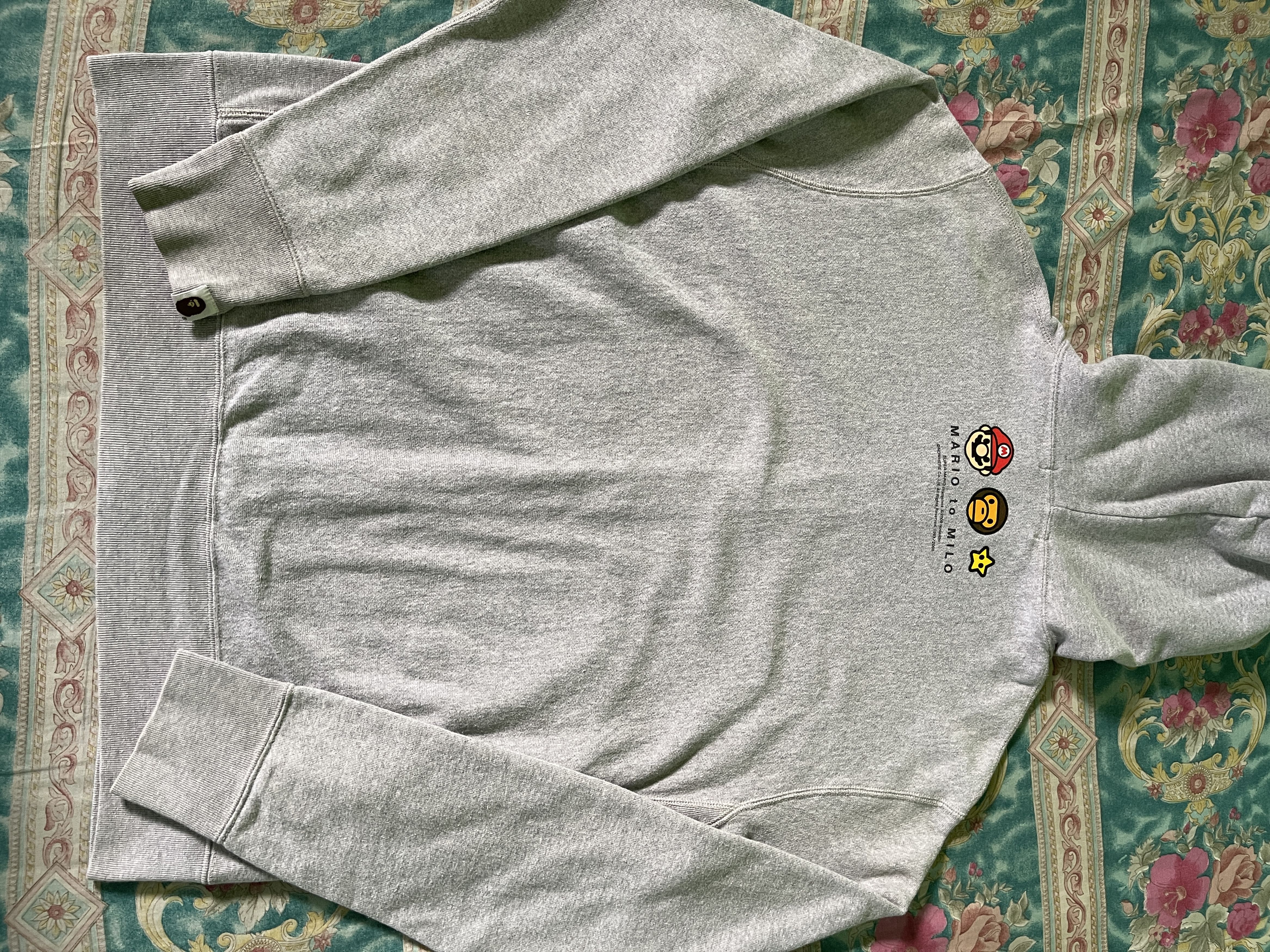 Bape Bape × Nintendo Mario Milo Monogram Full Zip Hoodie Gray Size US M / EU 48-50 / 2 - 7 Thumbnail