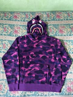 BAPE Camo Shark Hoodie Purple - Leather Jacketz