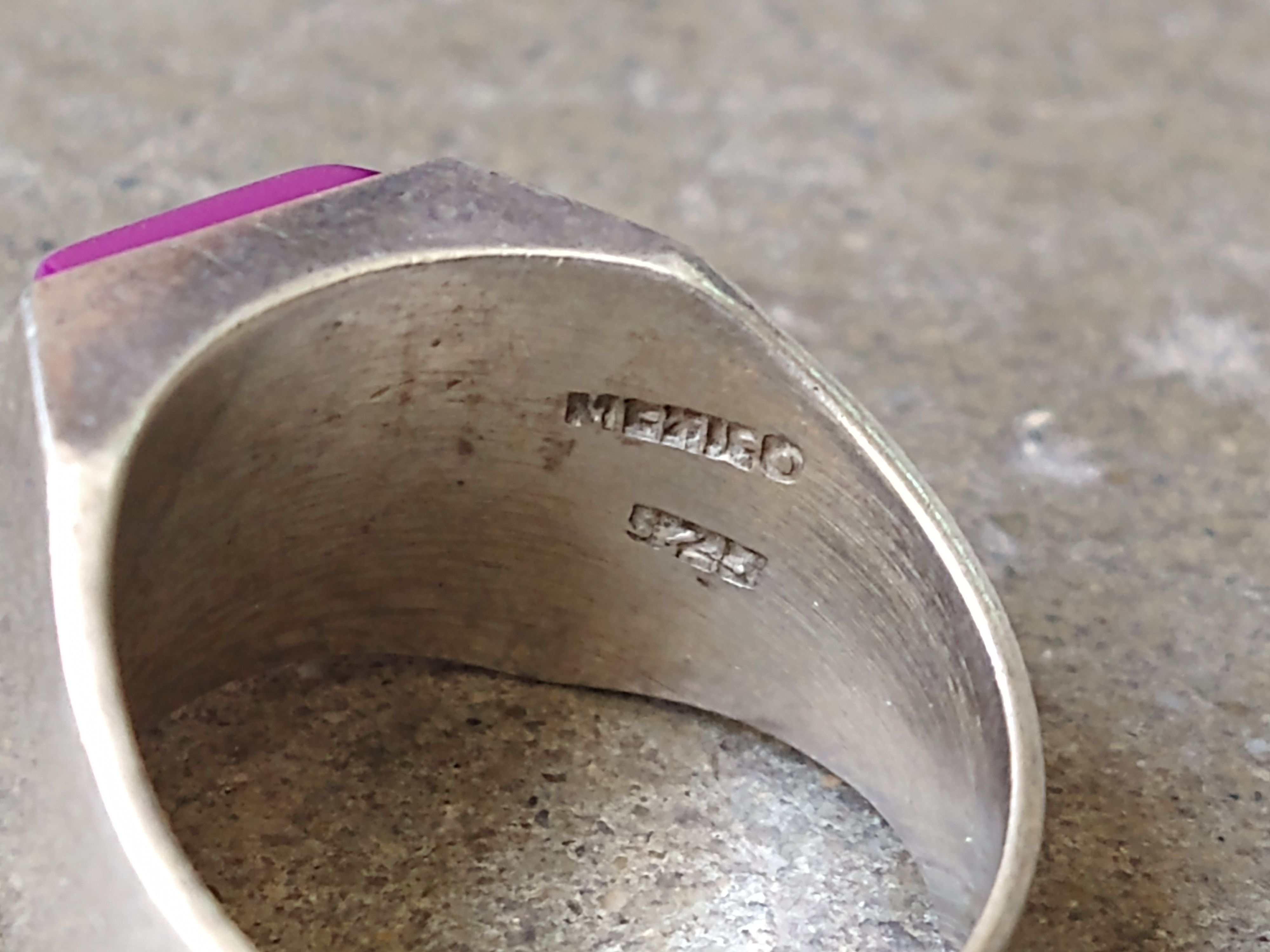 Other Vintage Sterling Silver Ring Size 12.75 Purple Square Modern Size ONE SIZE - 12 Thumbnail