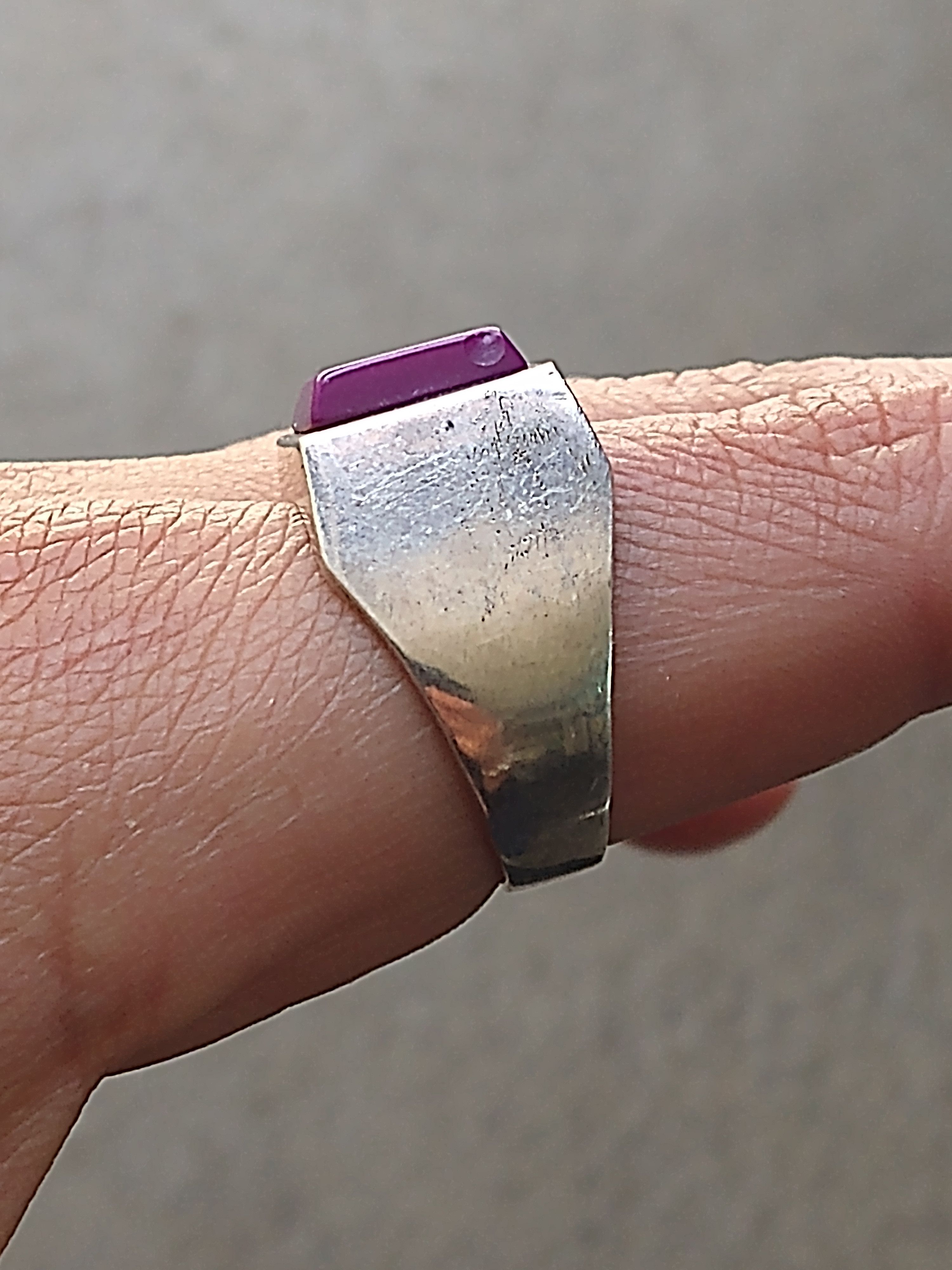 Other Vintage Sterling Silver Ring Size 12.75 Purple Square Modern Size ONE SIZE - 17 Thumbnail