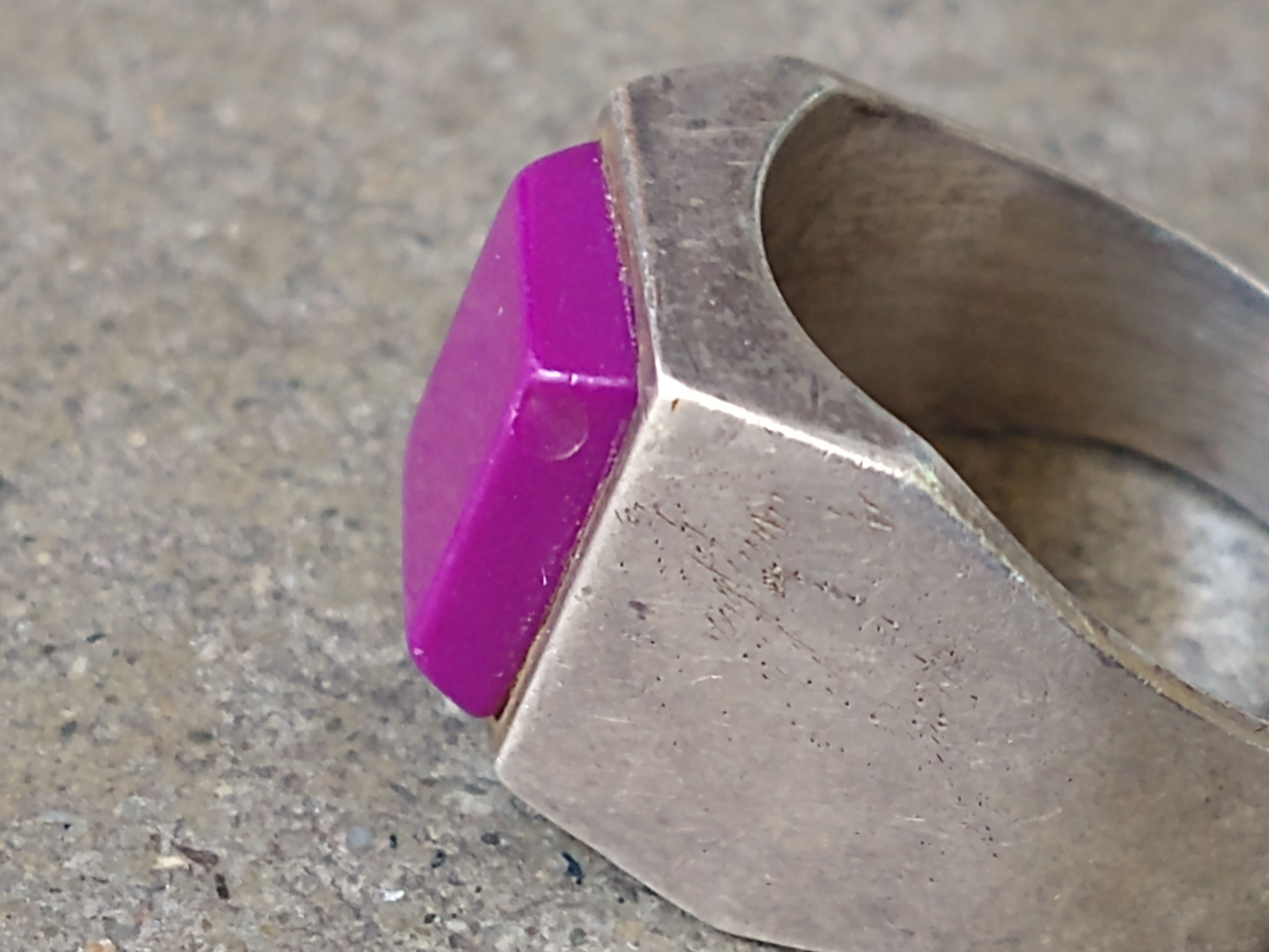 Other Vintage Sterling Silver Ring Size 12.75 Purple Square Modern Size ONE SIZE - 6 Thumbnail