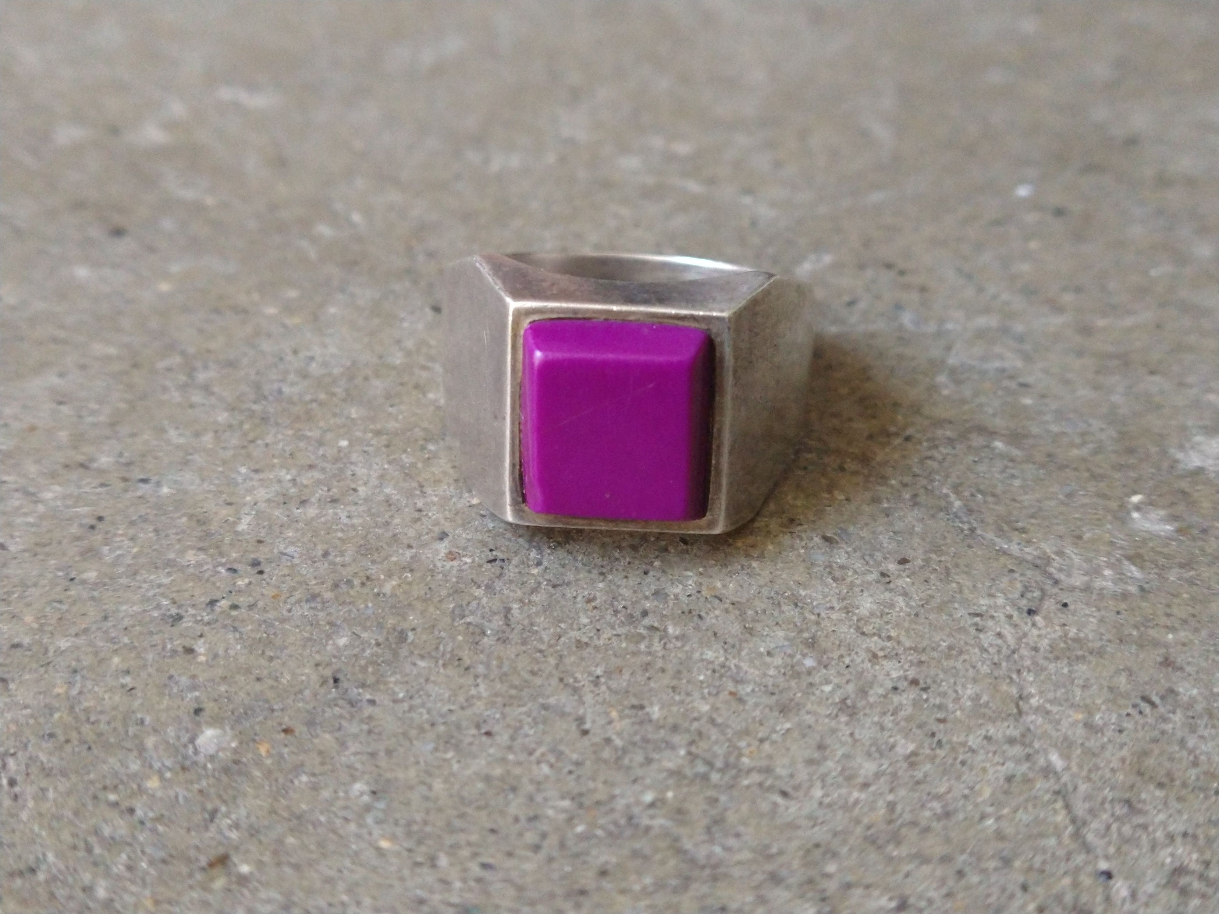 Other Vintage Sterling Silver Ring Size 12.75 Purple Square Modern Size ONE SIZE - 3 Thumbnail