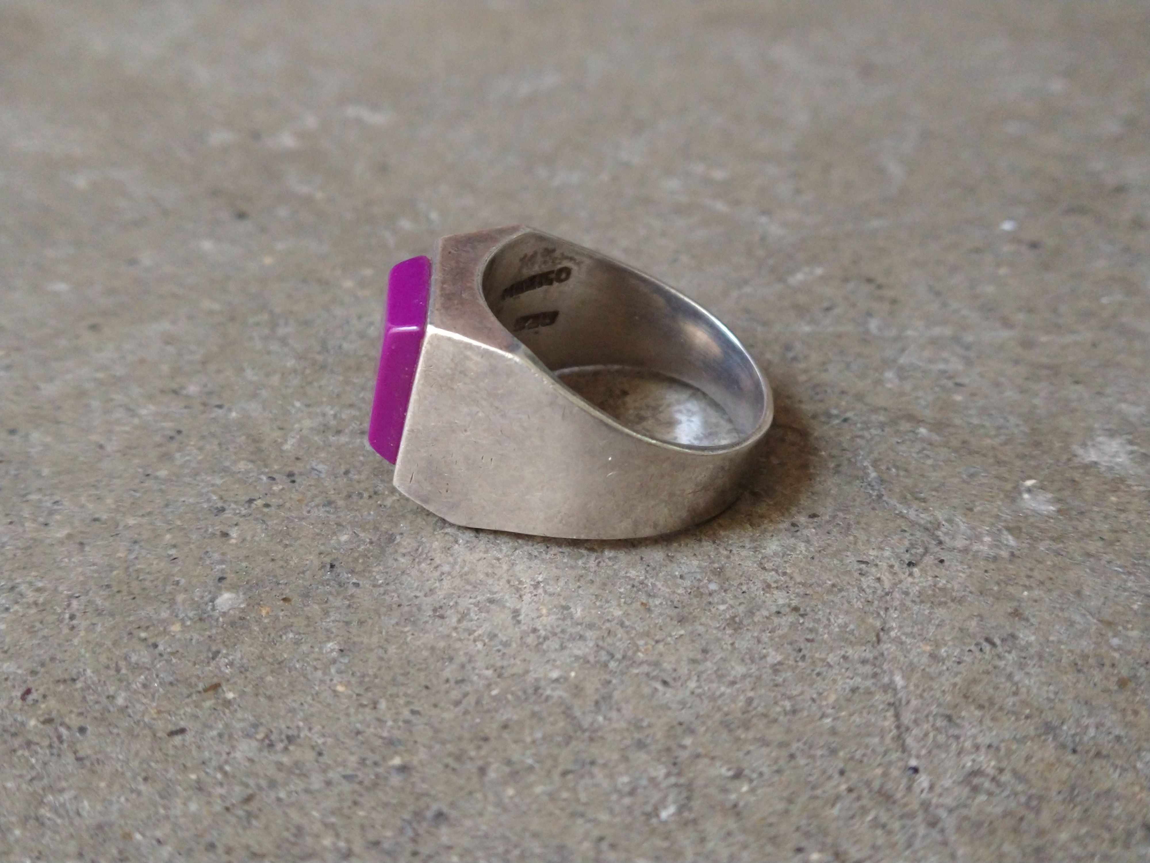 Other Vintage Sterling Silver Ring Size 12.75 Purple Square Modern Size ONE SIZE - 5 Thumbnail