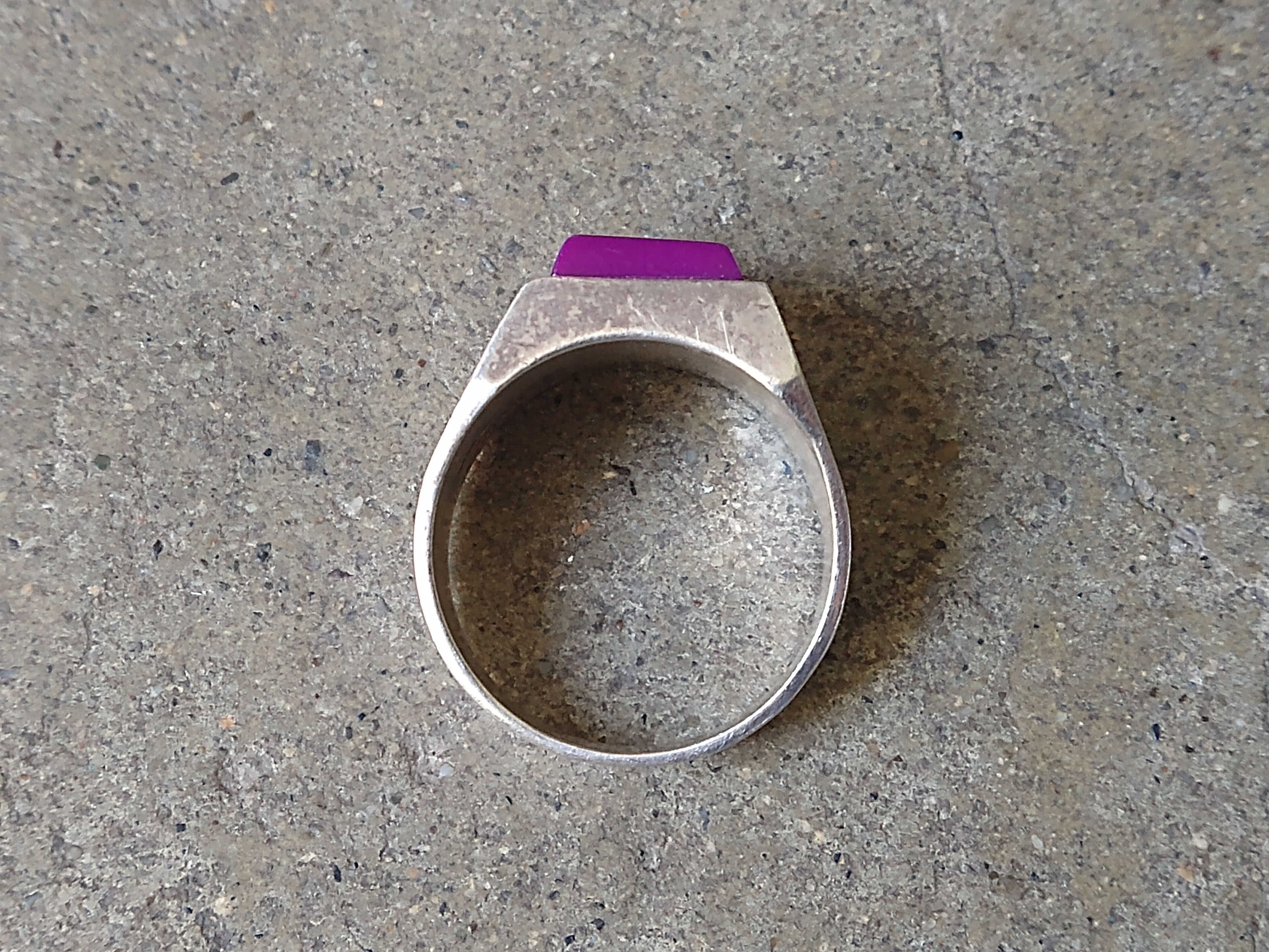 Other Vintage Sterling Silver Ring Size 12.75 Purple Square Modern Size ONE SIZE - 9 Thumbnail
