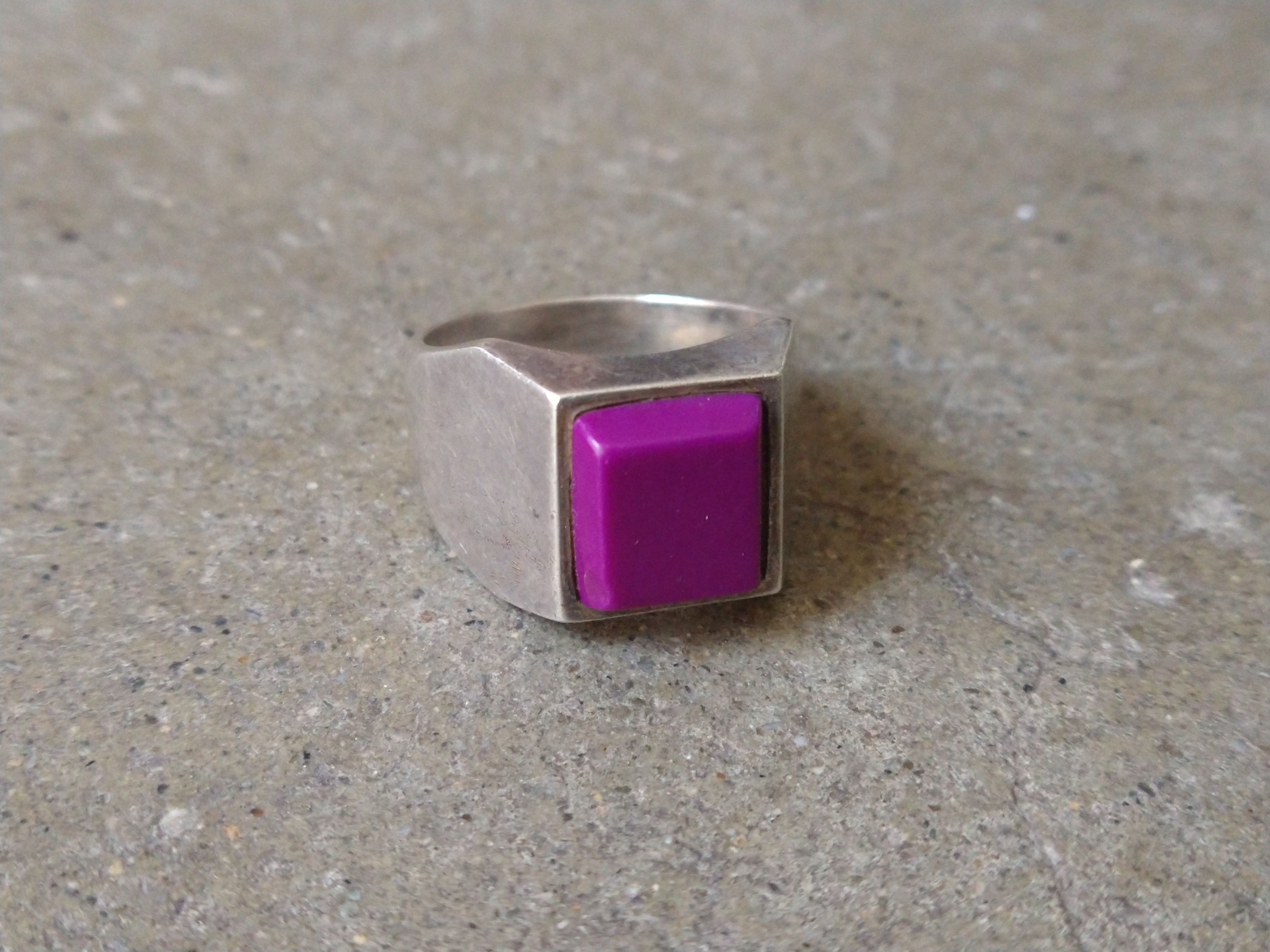 Other Vintage Sterling Silver Ring Size 12.75 Purple Square Modern Size ONE SIZE - 2 Thumbnail