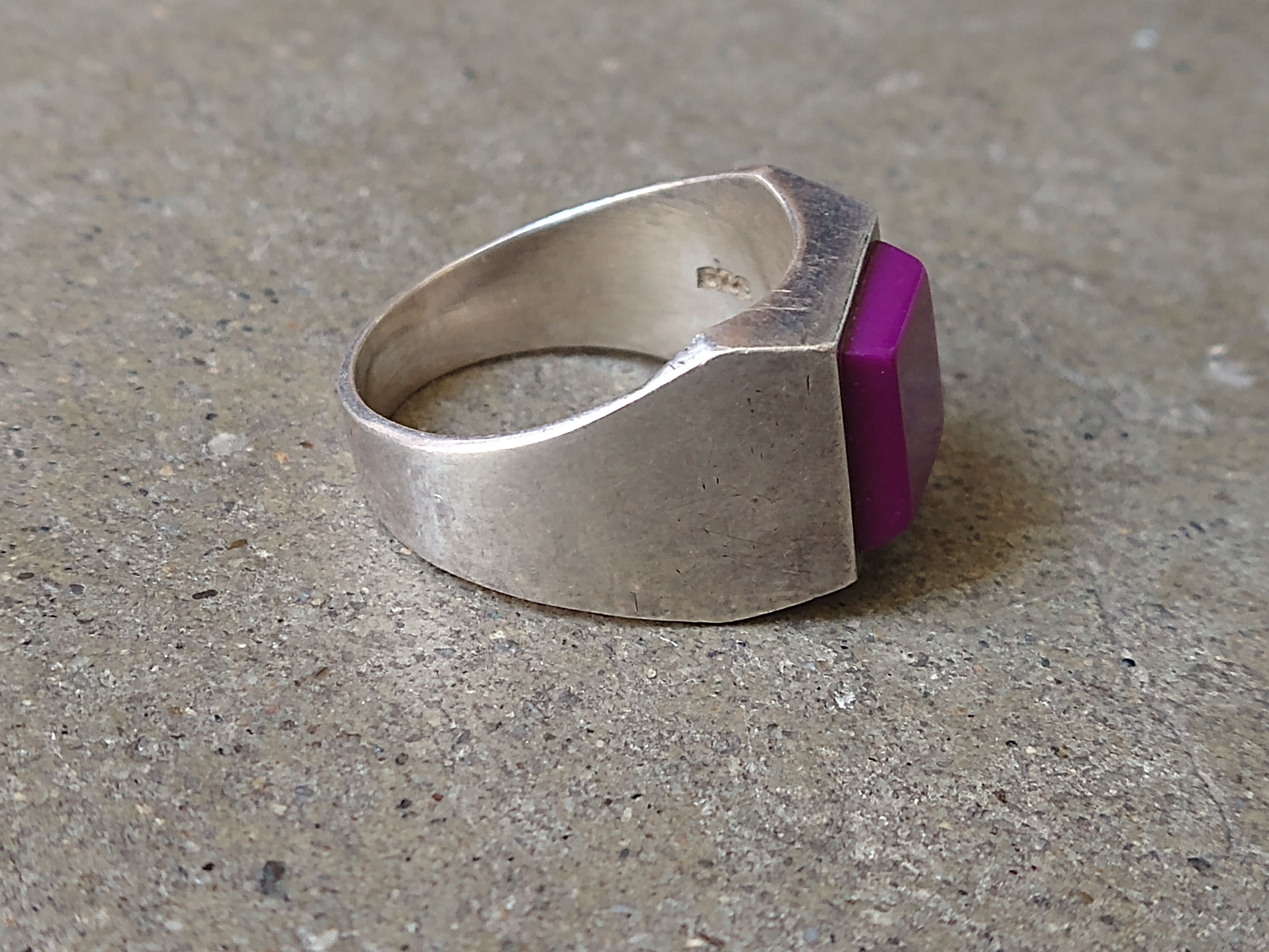 Other Vintage Sterling Silver Ring Size 12.75 Purple Square Modern Size ONE SIZE - 8 Thumbnail