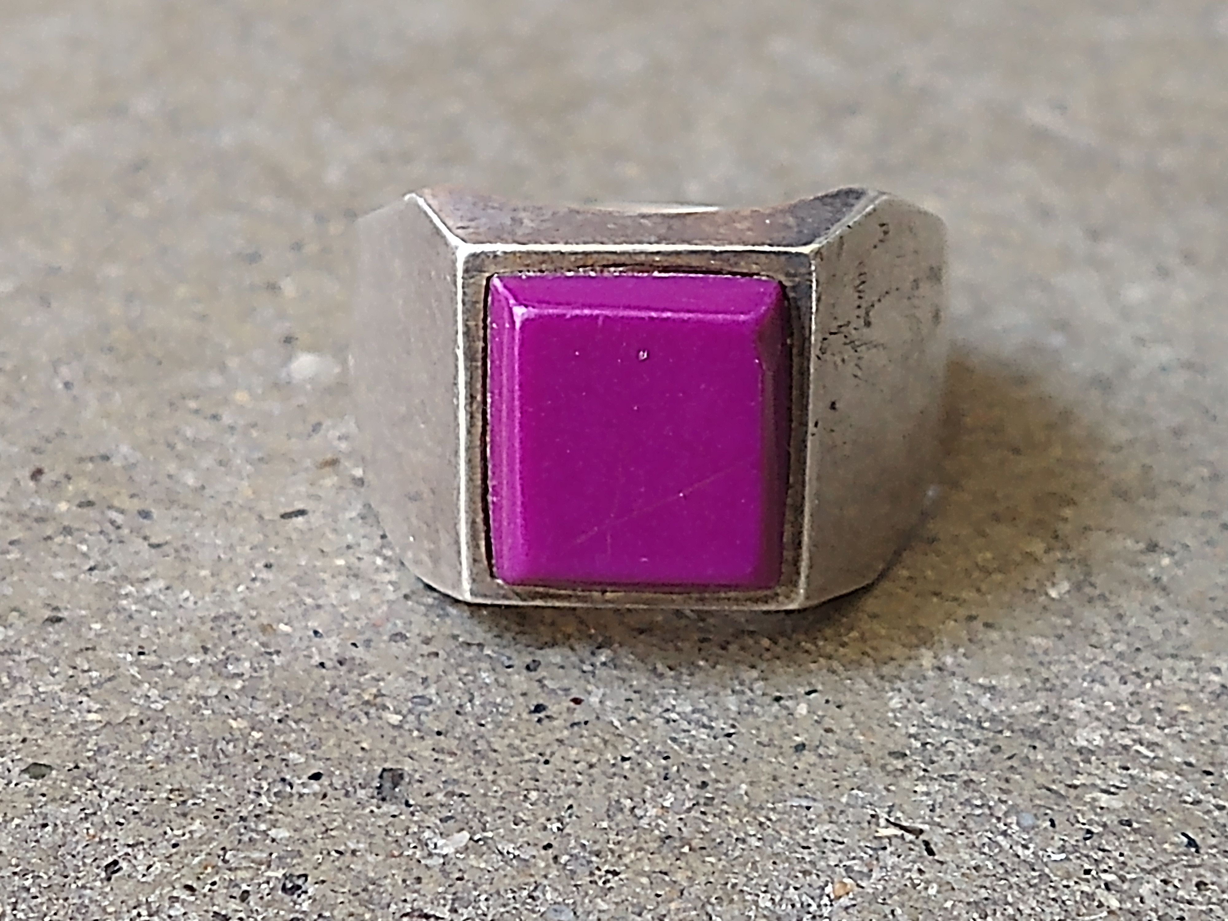 Other Vintage Sterling Silver Ring Size 12.75 Purple Square Modern Size ONE SIZE - 4 Thumbnail
