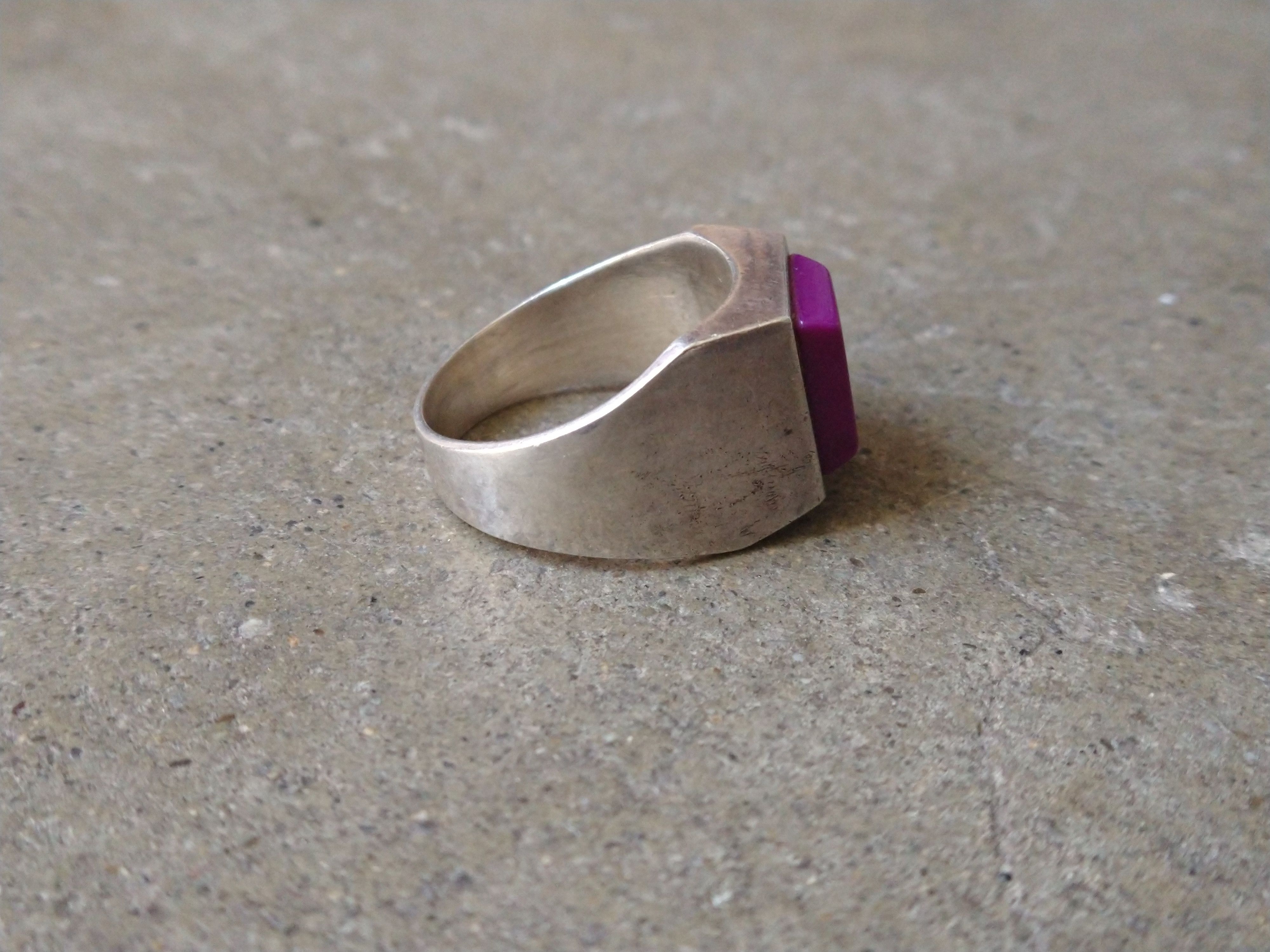 Other Vintage Sterling Silver Ring Size 12.75 Purple Square Modern Size ONE SIZE - 7 Thumbnail