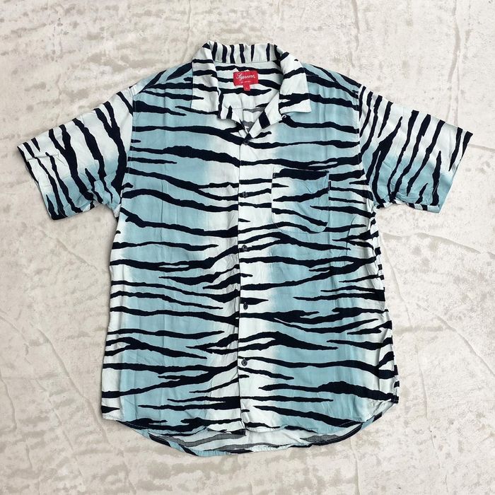 Supreme Supreme Tiger Stripe Rayon Shirt (Blue) | Grailed