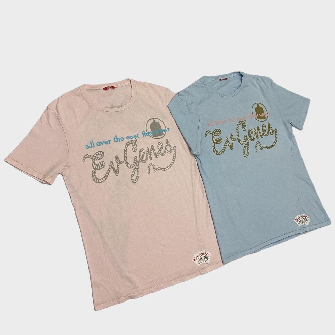 Evisu 00’s pastel tee pair baby blue and pink.
