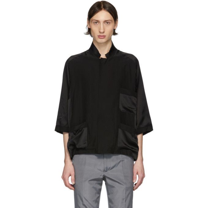 Haider Ackermann Concealed Button Short-Sleeve Silk Shirt Size US L / EU 52-54 / 3 - 8 Thumbnail