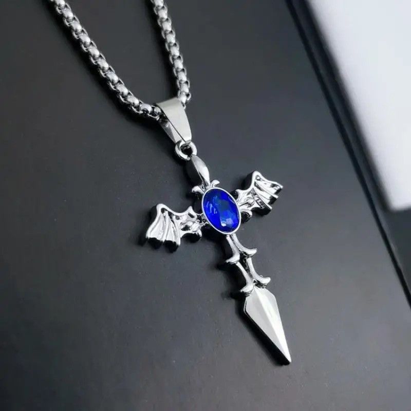Vintage Angel Small Cross Sword Pendant Necklace Size ONE SIZE - 1 Thumbnail