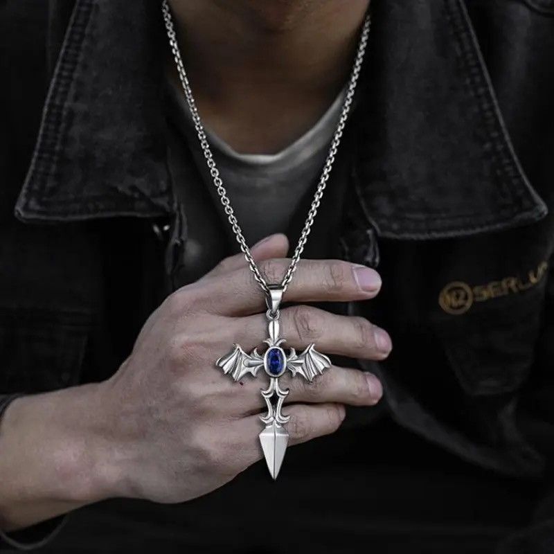 Vintage Angel Small Cross Sword Pendant Necklace Size ONE SIZE - 4 Thumbnail