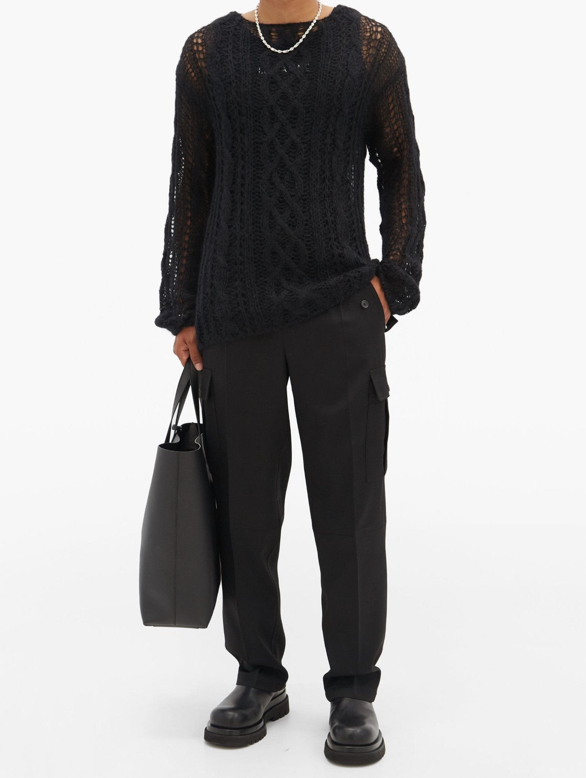Takahiromiyashita The Soloist. Open-Weave Wool Sweater Size US L / EU 52-54 / 3 - 6 Thumbnail