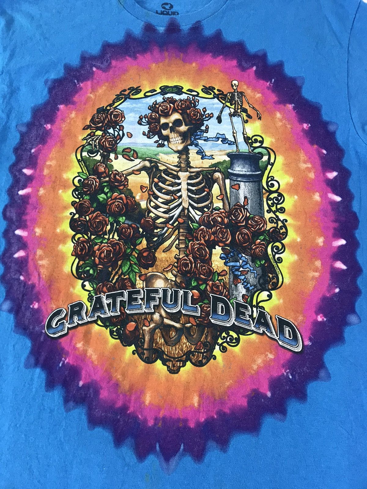 Grateful Dead × Liquid Blue 90s Rare Liquid Grateful Dead Rock Skull Rose Bone Tie Dye Size US M / EU 48-50 / 2 - 4 Thumbnail