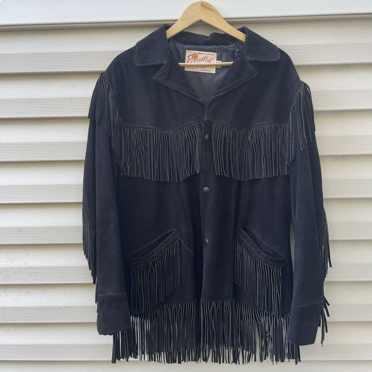 Blouson Aviateur Excelled Cuir Marron Fourrure Années 80 Taille M Made In USA - Occasion Très Bon état