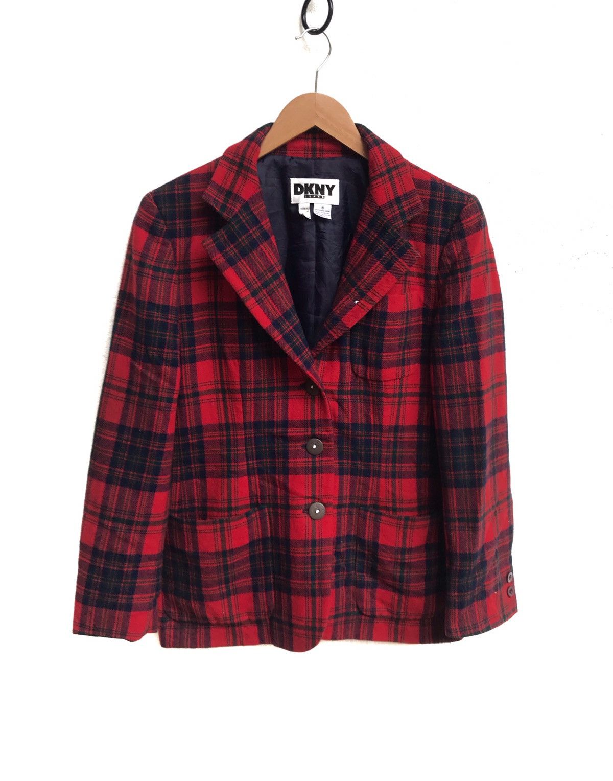 DKNY × Vintage 🔥Dkny Wool Check Jacket Size S / US 4 / IT 40 - 3 Thumbnail