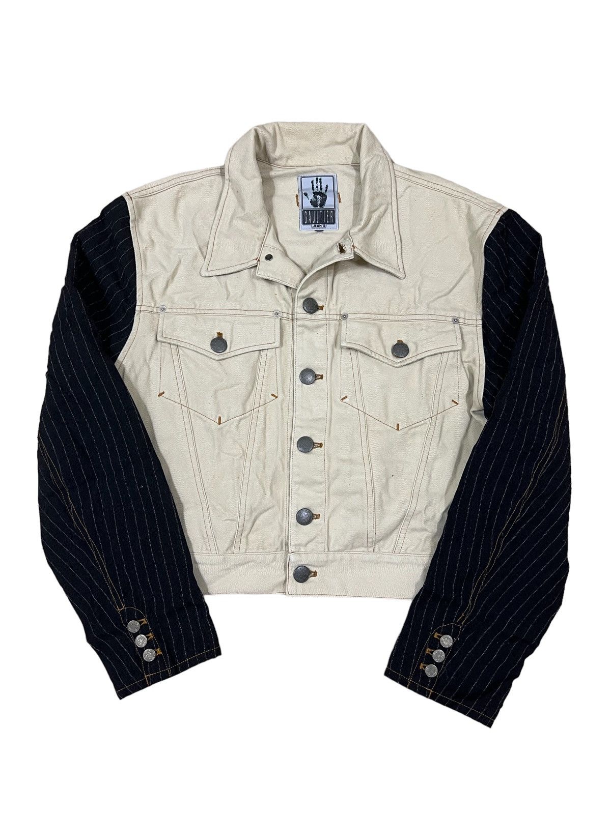 Jean Paul Gaultier 1980s Jean Paul Gaultier 🇮🇹 Hybrid Sleeve Denim Jacket Size US S / EU 44-46 / 1 - 2 Thumbnail