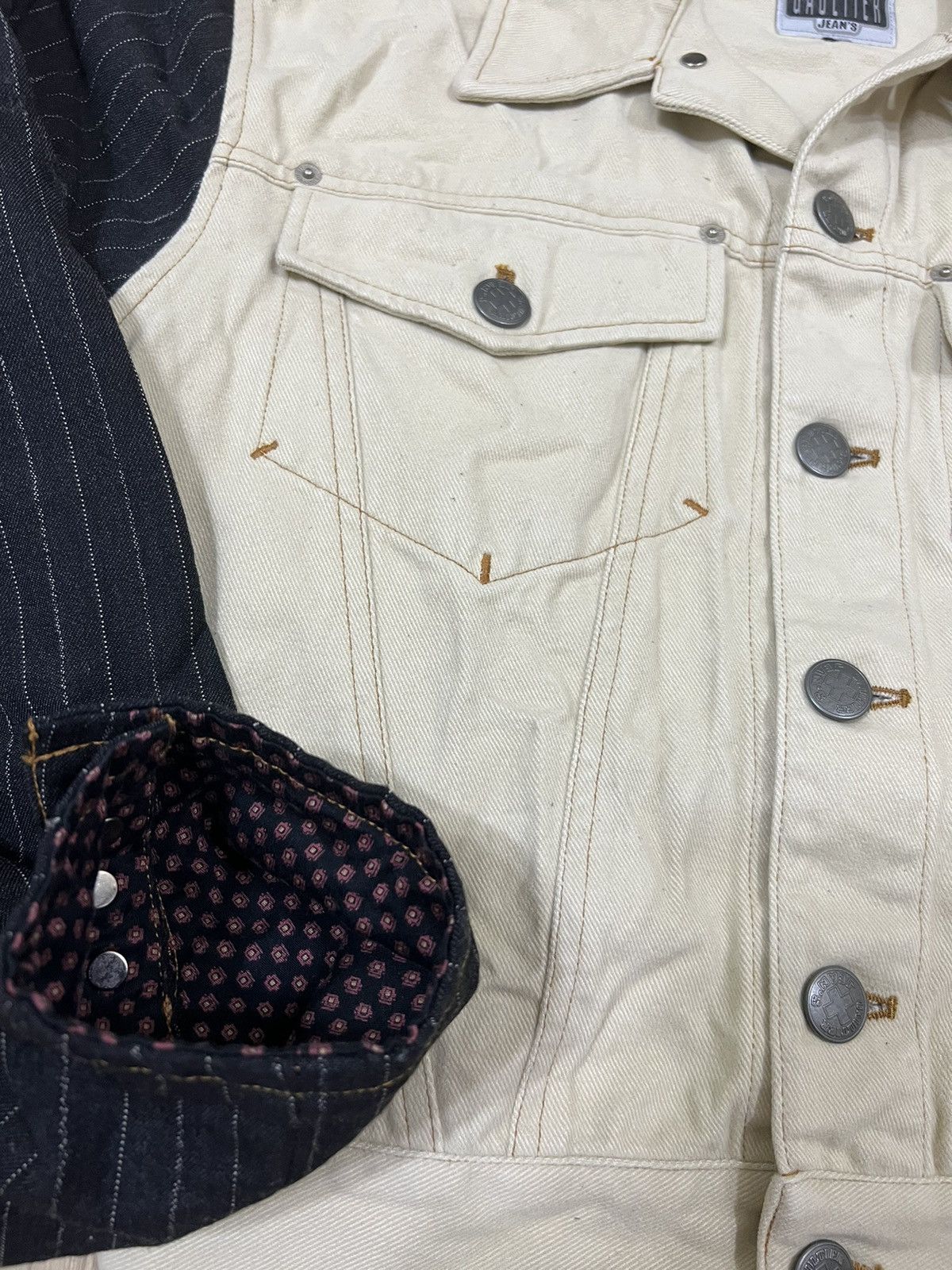 Jean Paul Gaultier 1980s Jean Paul Gaultier 🇮🇹 Hybrid Sleeve Denim Jacket Size US S / EU 44-46 / 1 - 7 Thumbnail