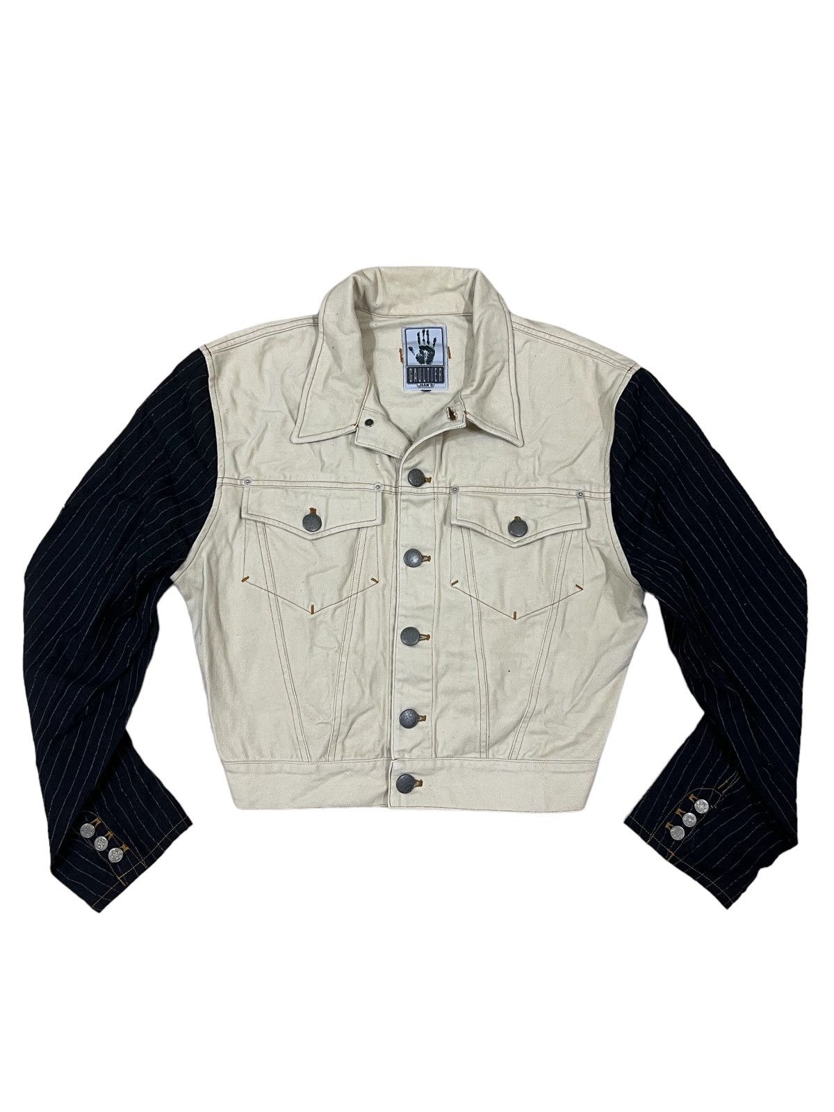 Jean Paul Gaultier 1980s Jean Paul Gaultier 🇮🇹 Hybrid Sleeve Denim Jacket Size US S / EU 44-46 / 1 - 1 Thumbnail