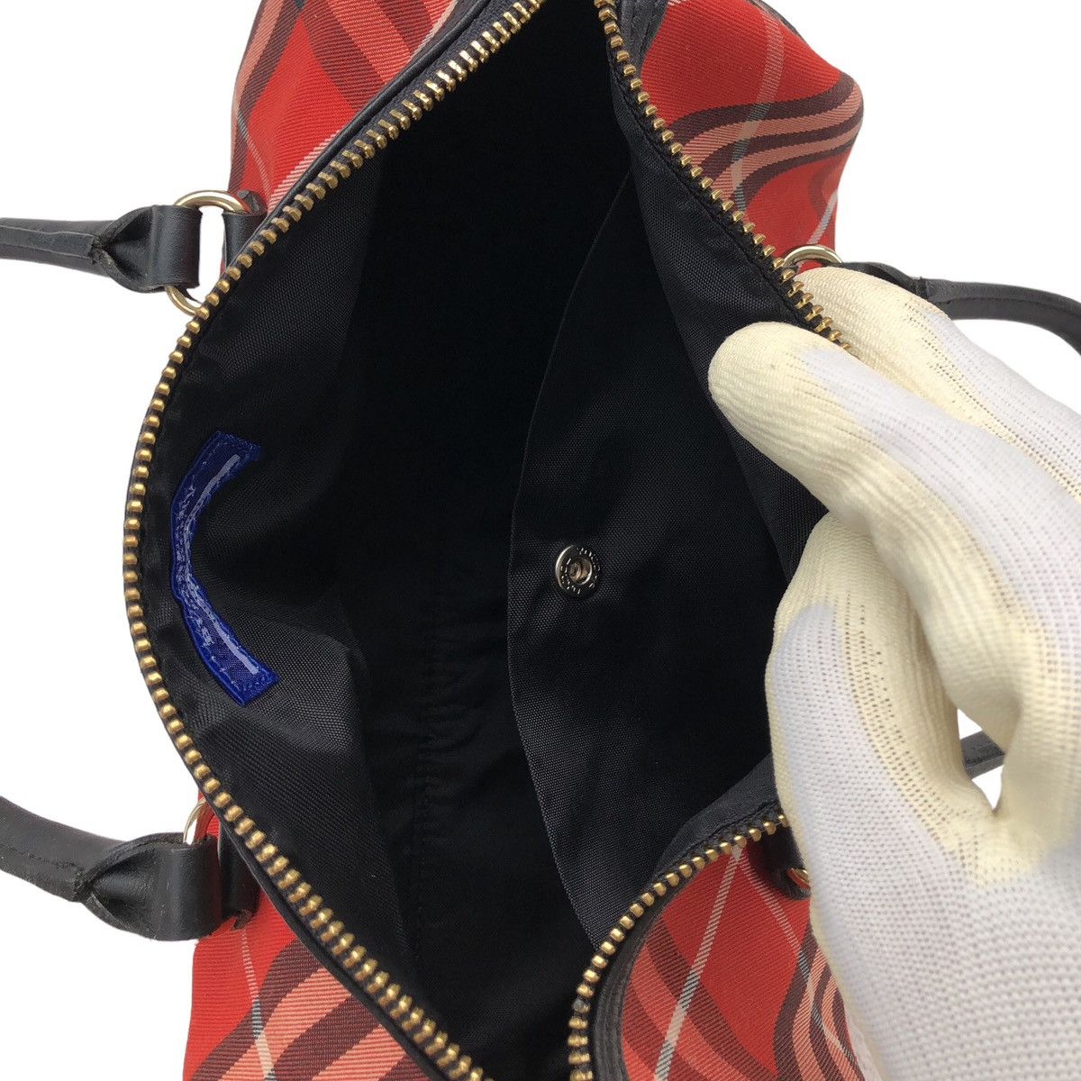 Burberry Burberry London Blue Label Checked Bowling Hand Leather Bag Size ONE SIZE - 14 Thumbnail