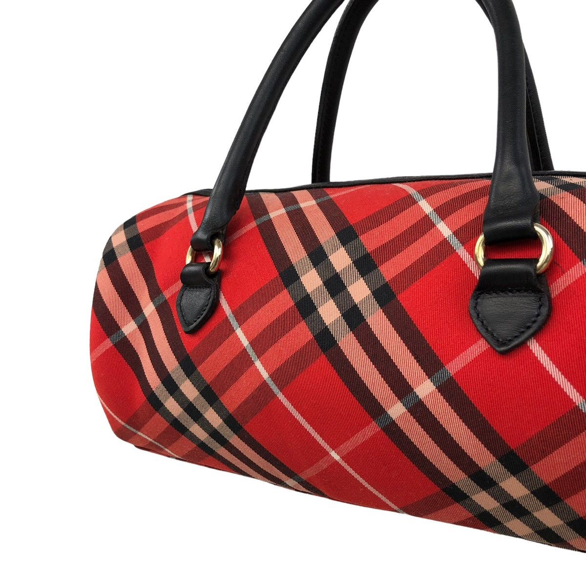 Burberry Burberry London Blue Label Checked Bowling Hand Leather Bag Size ONE SIZE - 2 Thumbnail
