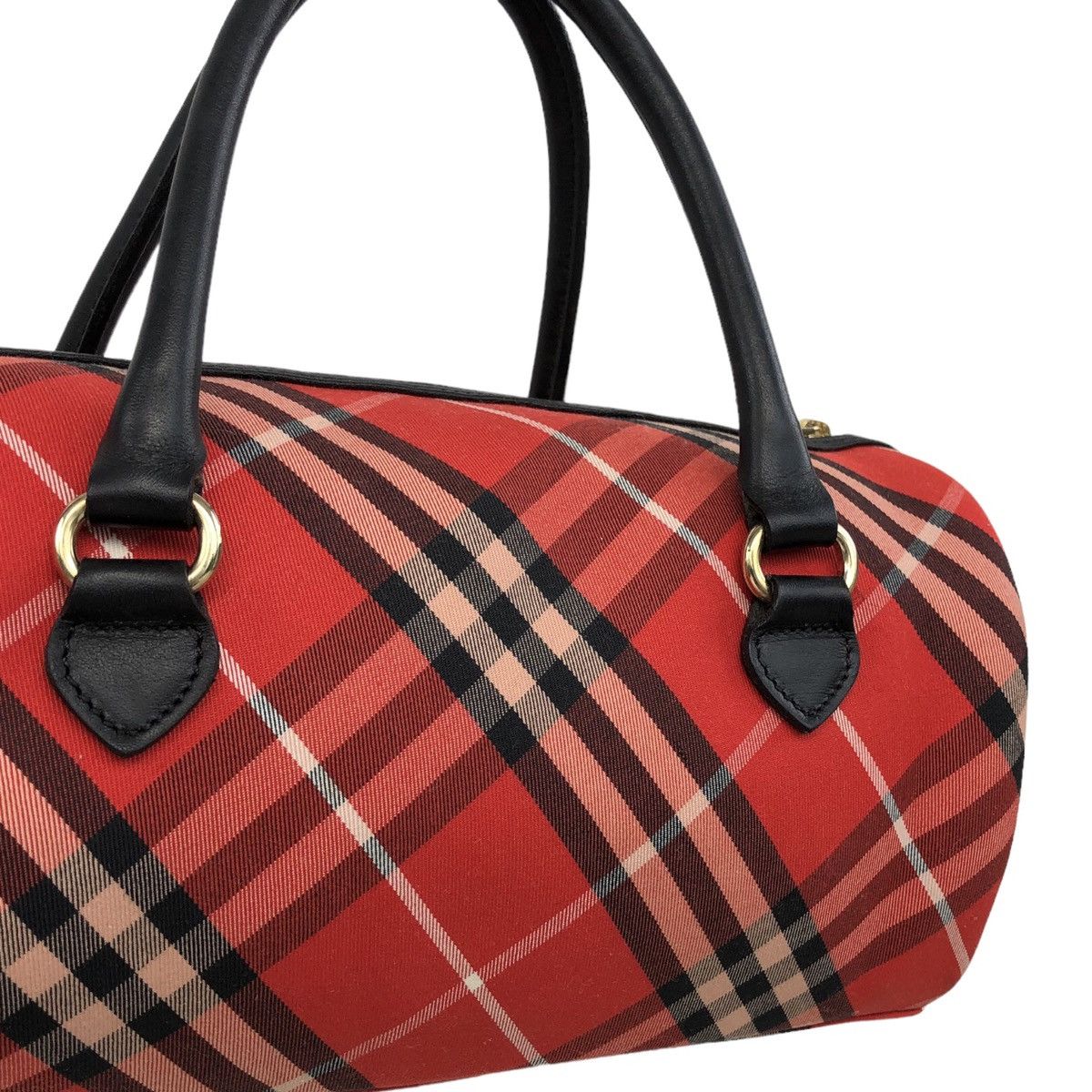 Burberry Burberry London Blue Label Checked Bowling Hand Leather Bag Size ONE SIZE - 4 Thumbnail