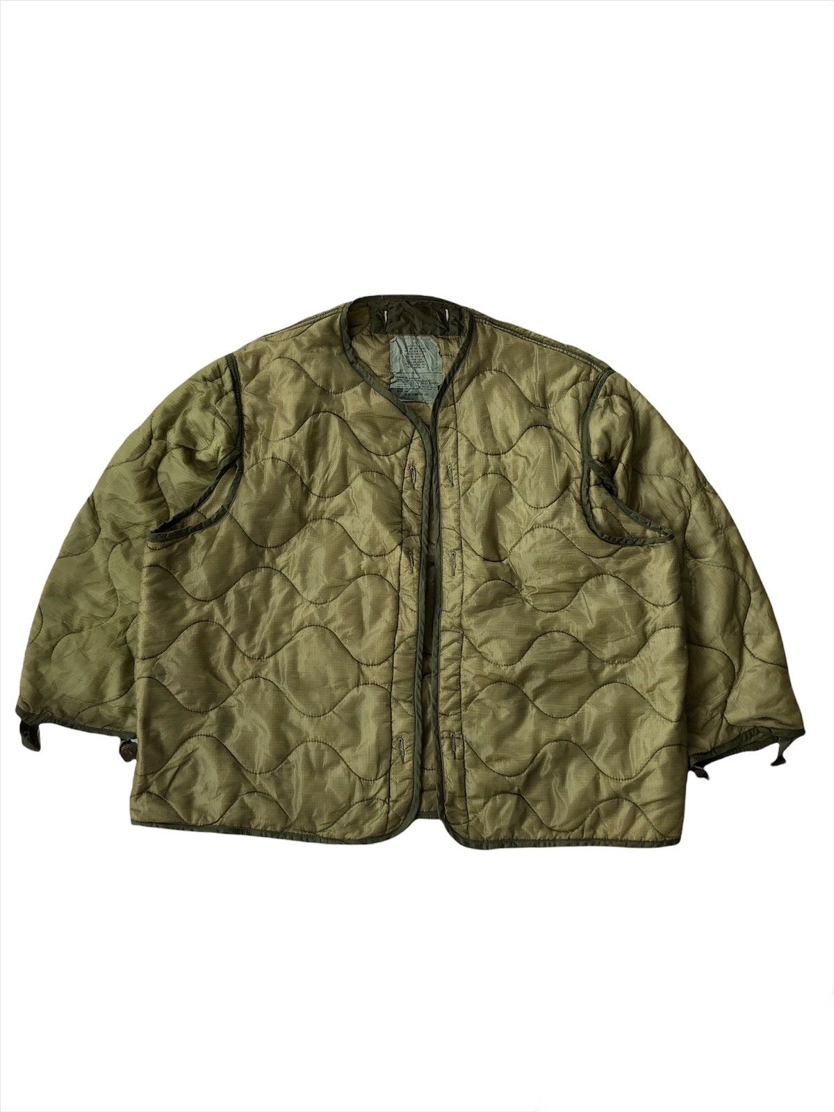 image of Military x USMC Sick1984 Vintage Liner Coat Weather Quilt Coat Jacket in Olive, Men's (Size XL)