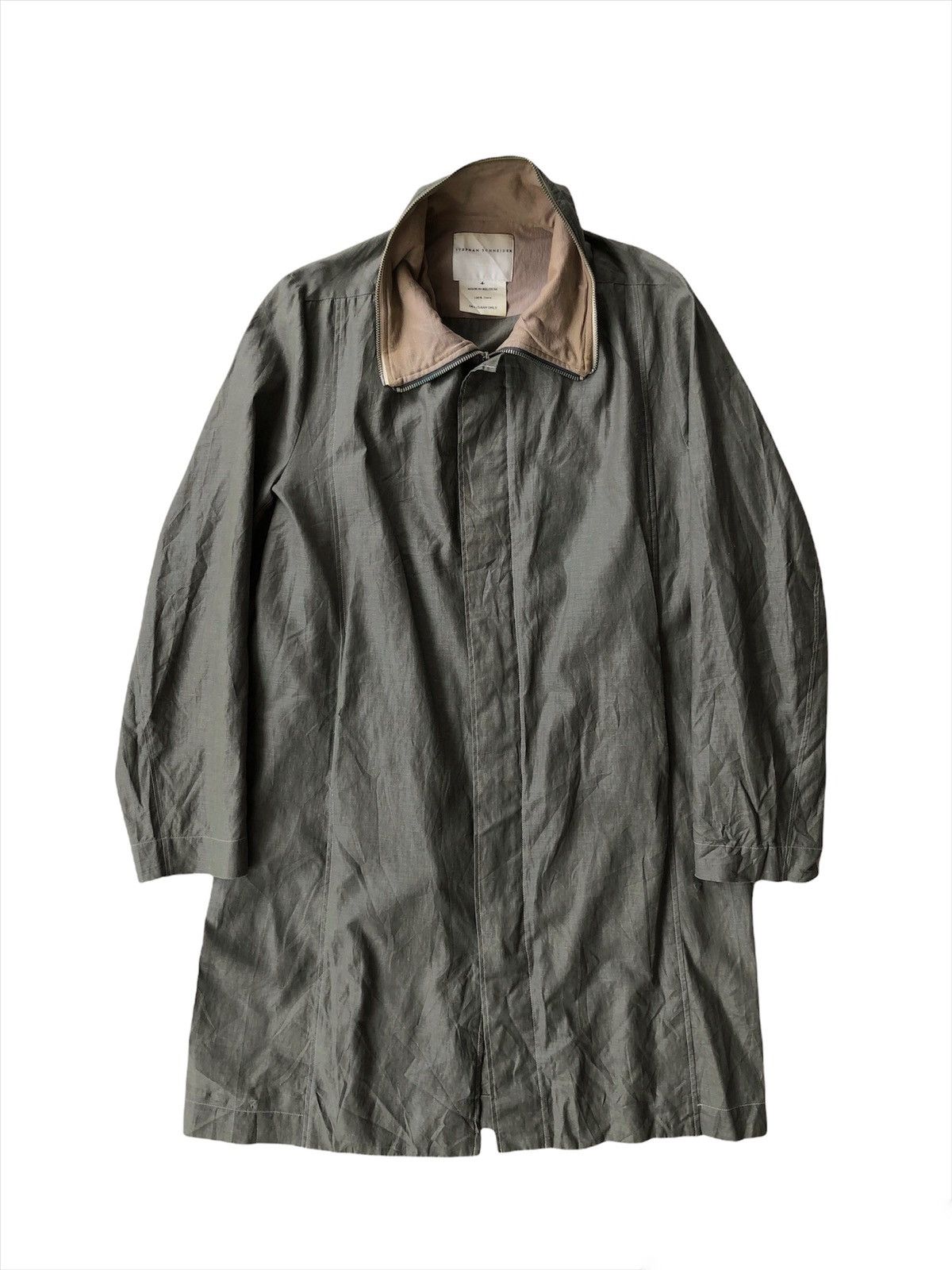 image of Stephan Schneider Post Apocalypse Hood Linen Jacket in Olive, Men's (Size Medium)