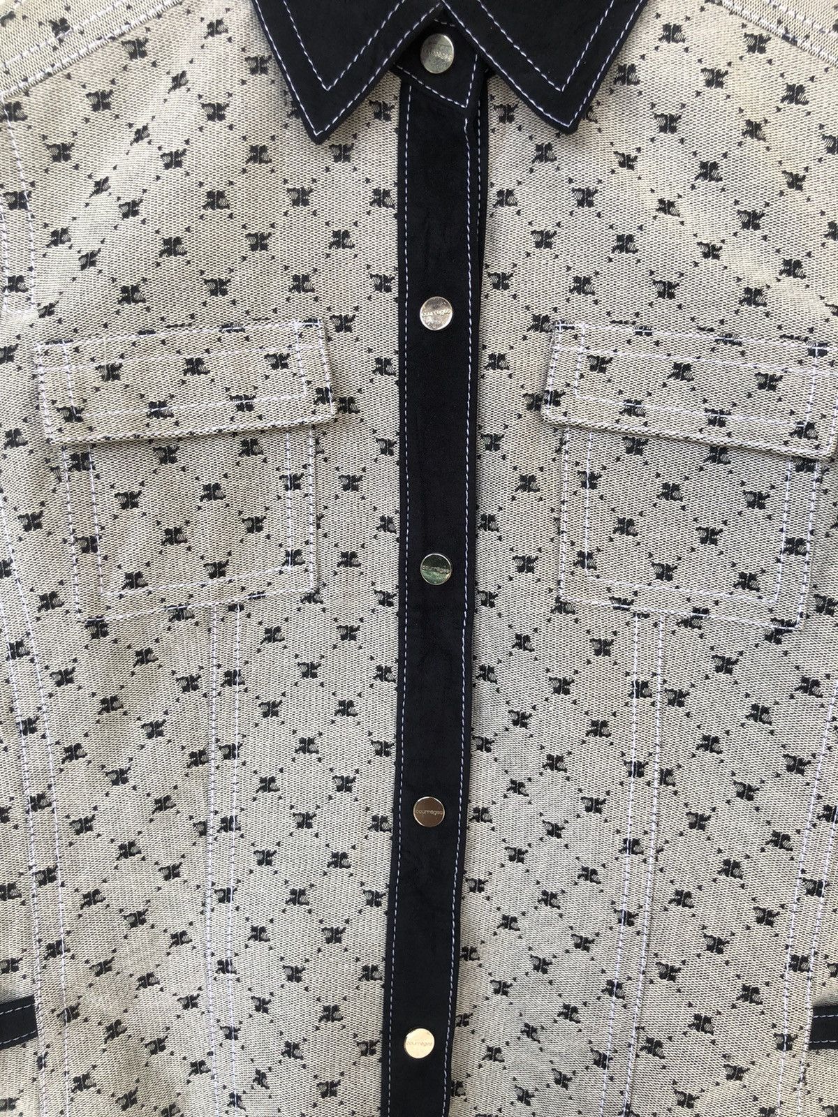 Courreges SICK🔥80s Courreges 🇮🇹 Monograms Jacquard Button Jacket Size US S / EU 44-46 / 1 - 5 Thumbnail