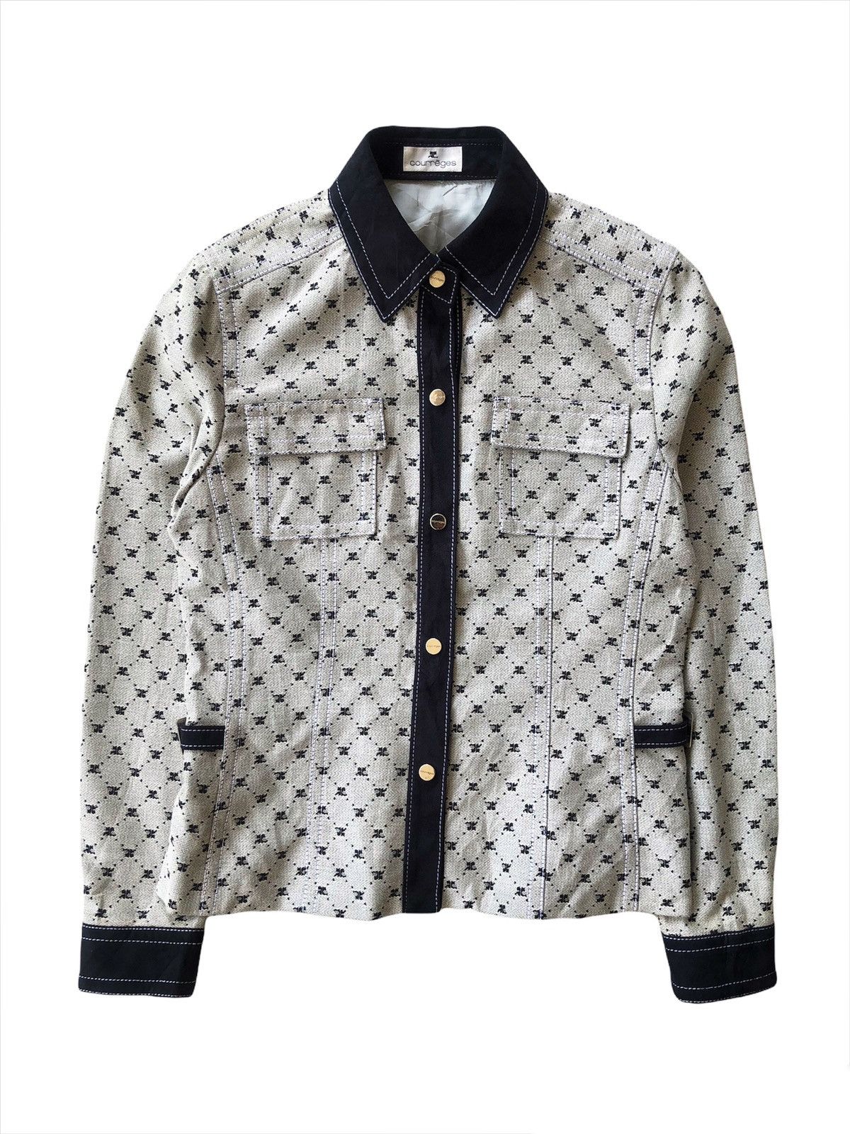 Courreges SICK🔥80s Courreges 🇮🇹 Monograms Jacquard Button Jacket Size US S / EU 44-46 / 1 - 1 Thumbnail