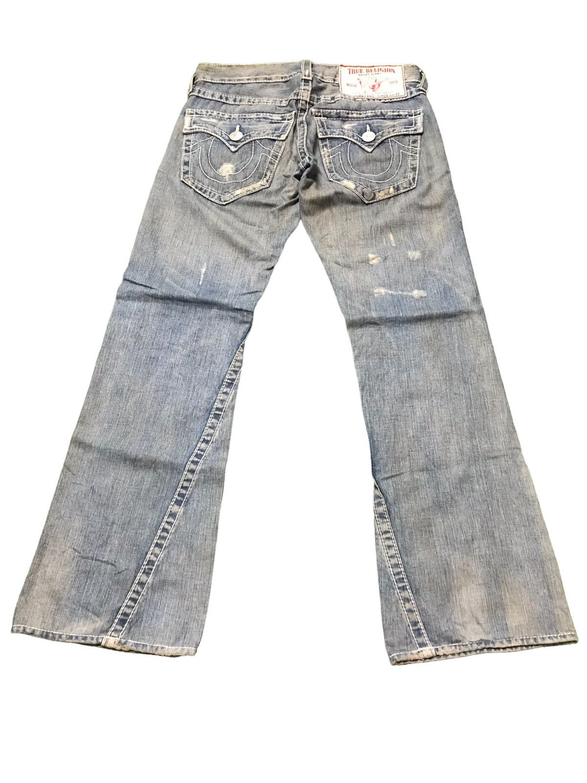 True Religion Vintage True Religion Joey Big T Distressed Flared Jeans Size US 31 - 12 Thumbnail