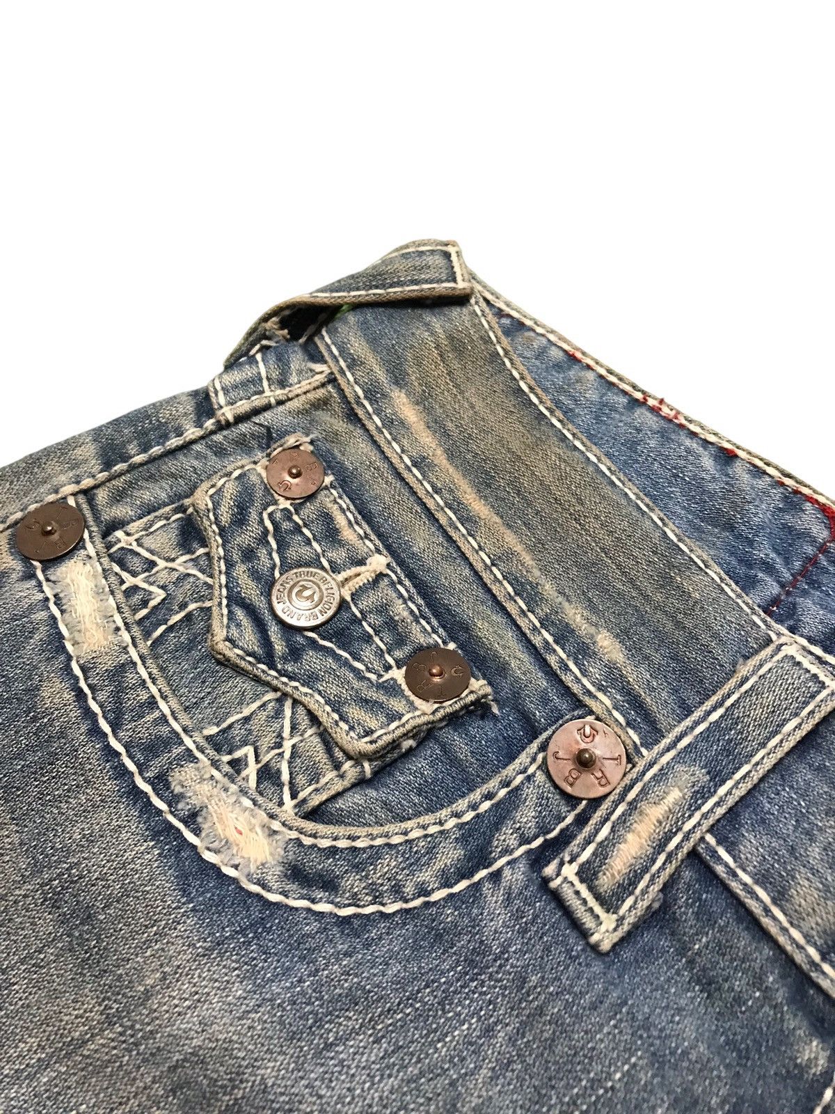 True Religion Vintage True Religion Joey Big T Distressed Flared Jeans Size US 31 - 5 Thumbnail