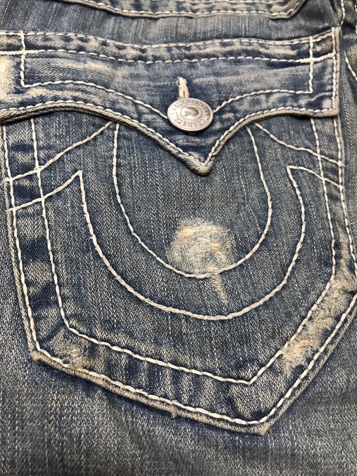 True Religion Vintage True Religion Joey Big T Distressed Flared Jeans Size US 31 - 11 Thumbnail