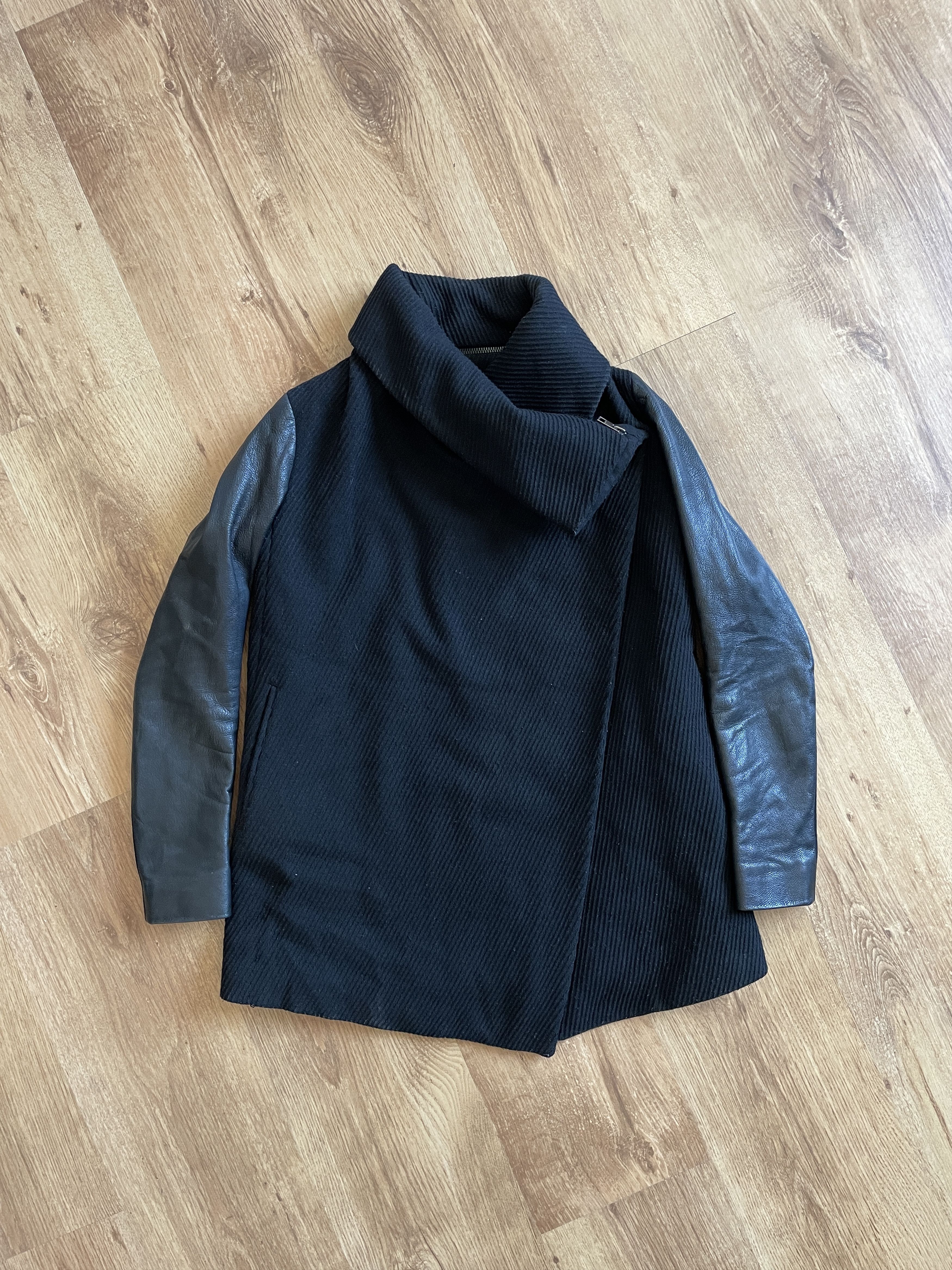 Allsaints Allsaints Leather Sleeves Womens Chai Wool Blend Jacket Size XS / US 0-2 / IT 36-38 - 2 Thumbnail