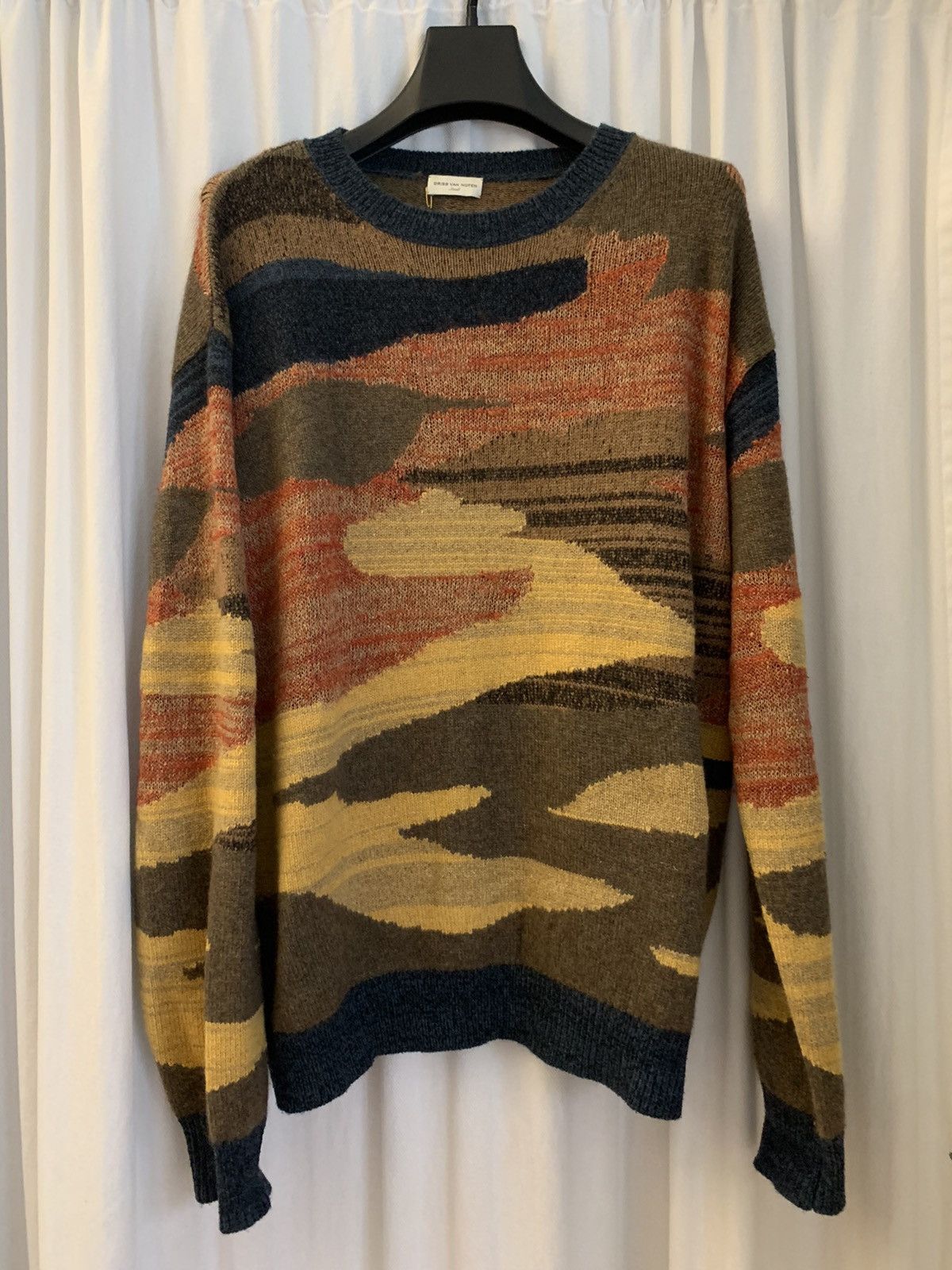Dries Van Noten Dries Van Noten Cozy Camo Marled Intarsia Sweater Size US S / EU 44-46 / 1 - 1 Thumbnail