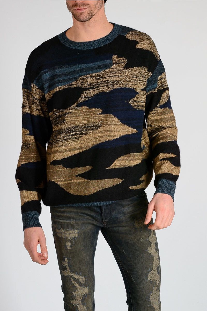 Dries Van Noten Dries Van Noten Cozy Camo Marled Intarsia Sweater Size US S / EU 44-46 / 1 - 7 Thumbnail