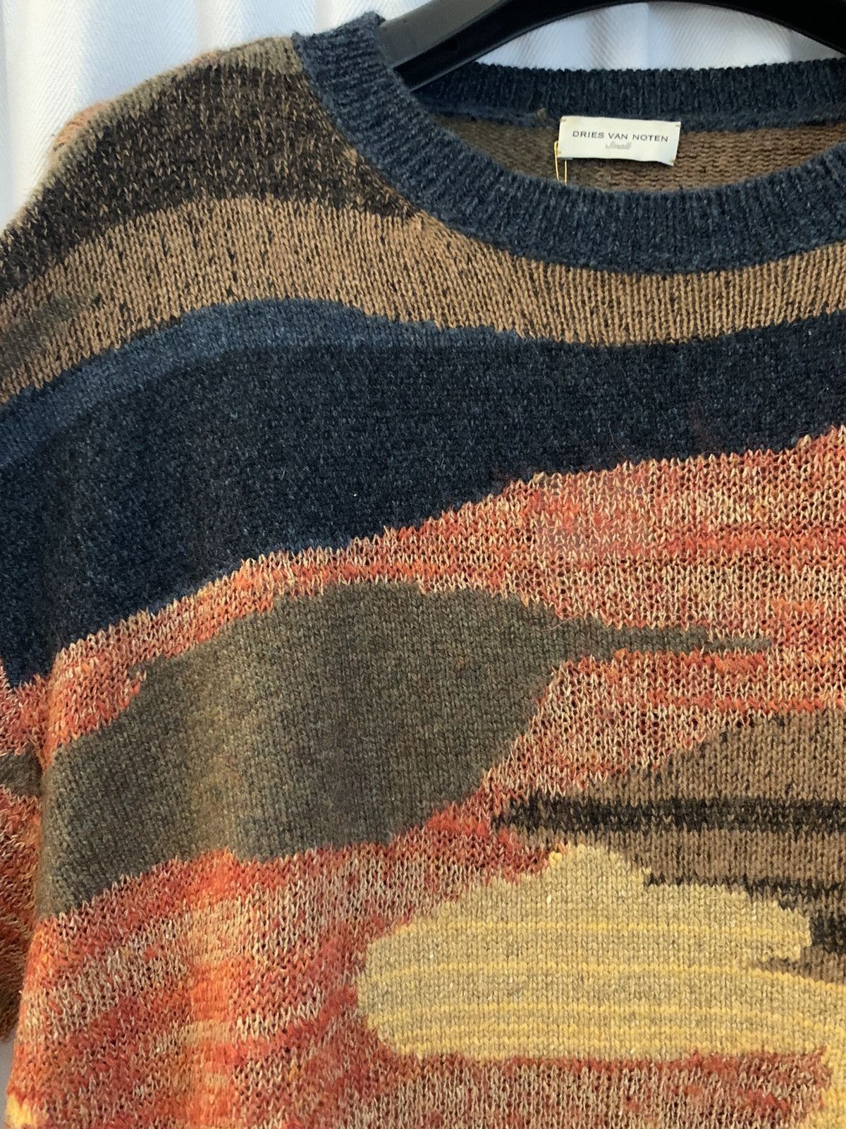 Dries Van Noten Dries Van Noten Cozy Camo Marled Intarsia Sweater Size US S / EU 44-46 / 1 - 3 Thumbnail