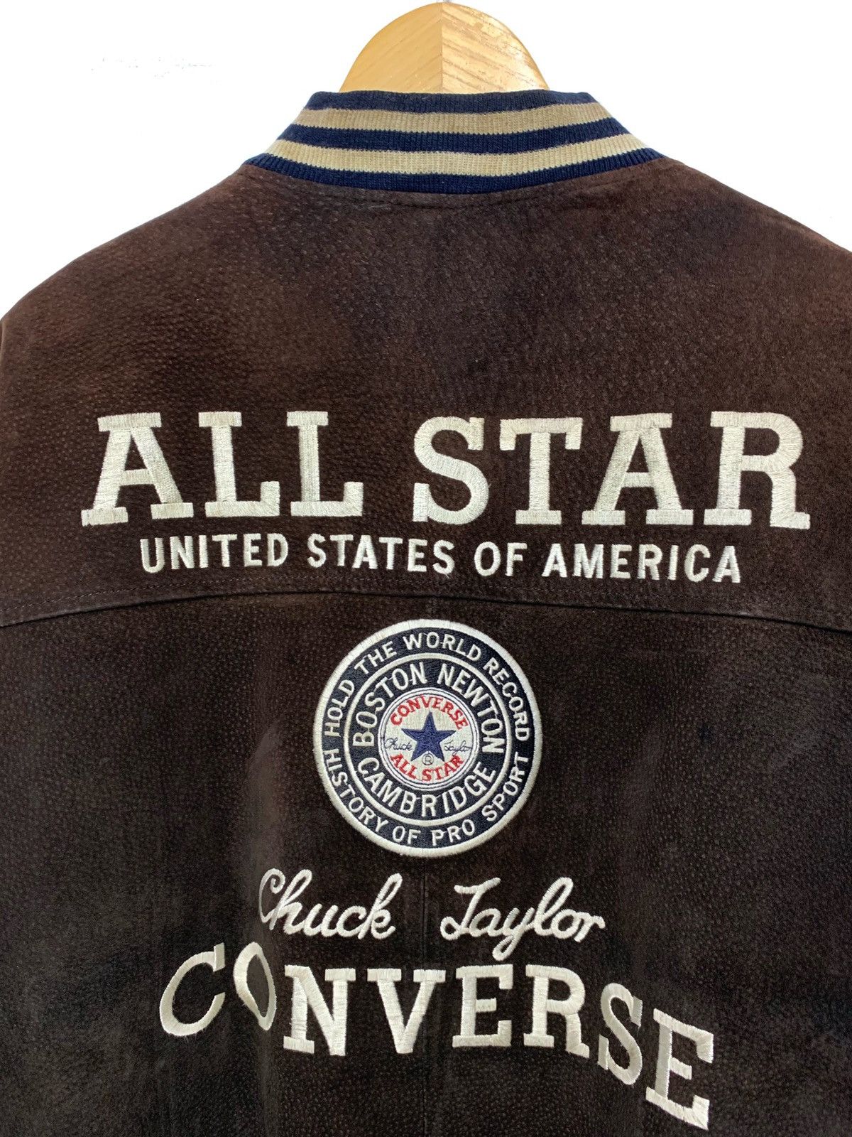 Converse 🖤 Converse Vintage Box Logo Pig Skin Leather Varsity Jacket Size US L / EU 52-54 / 3 - 2 Thumbnail