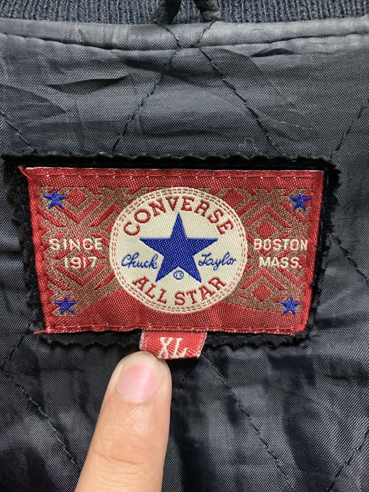 Converse 🖤 Converse Vintage Box Logo Pig Skin Leather Varsity Jacket Size US L / EU 52-54 / 3 - 8 Thumbnail