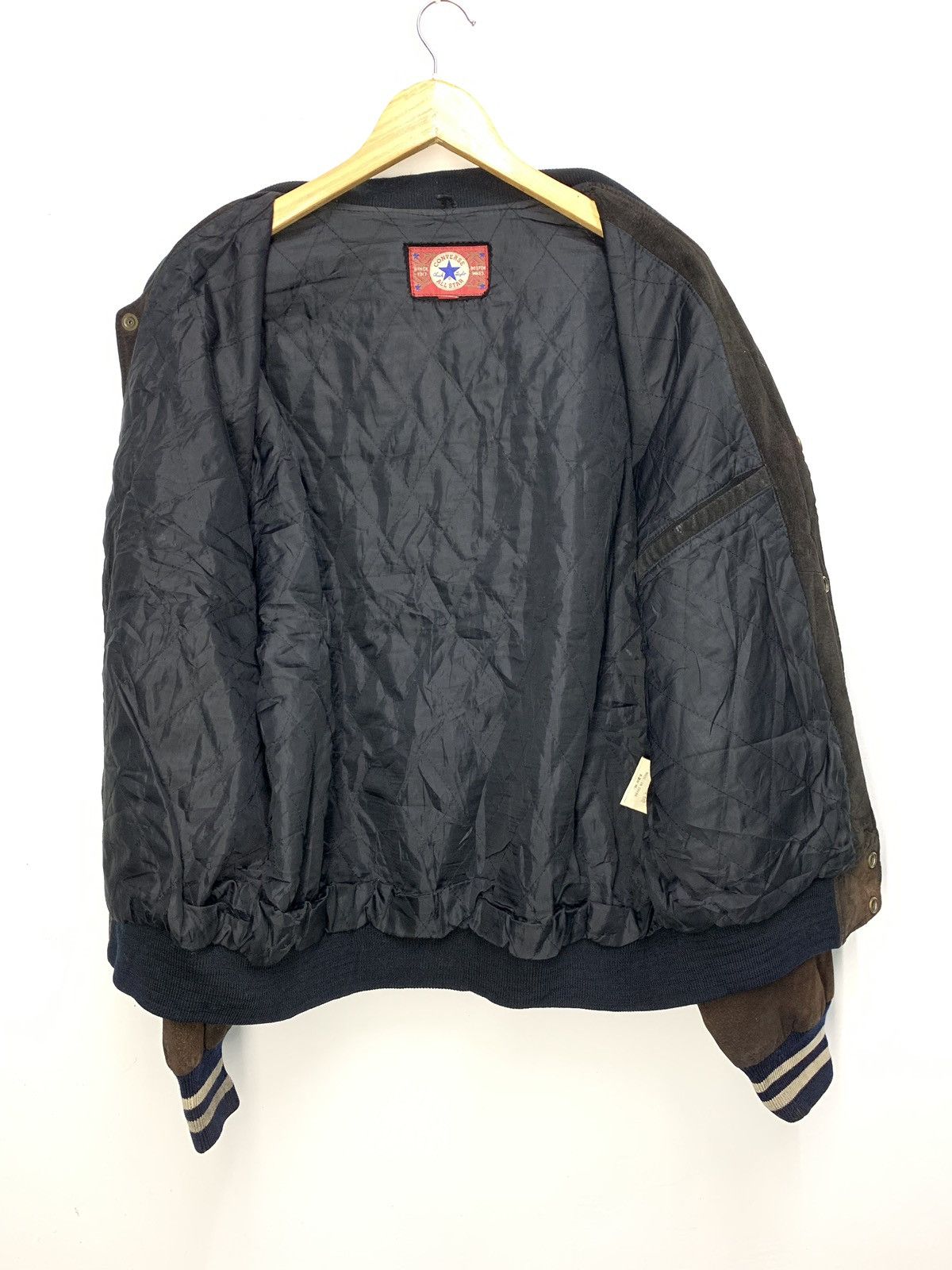 Converse 🖤 Converse Vintage Box Logo Pig Skin Leather Varsity Jacket Size US L / EU 52-54 / 3 - 7 Thumbnail